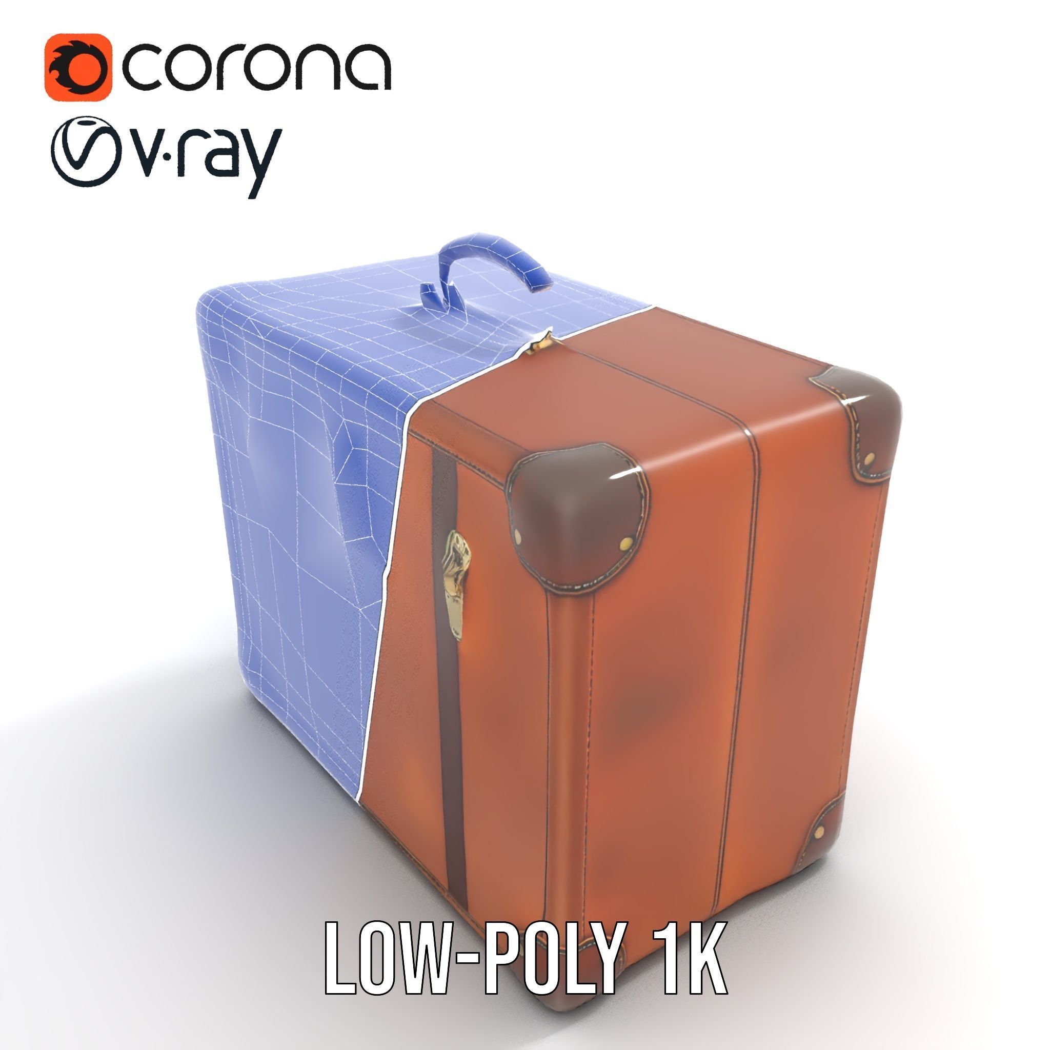 Vintage Leather Suitcase Model Pack Low-poly 3D model_32
