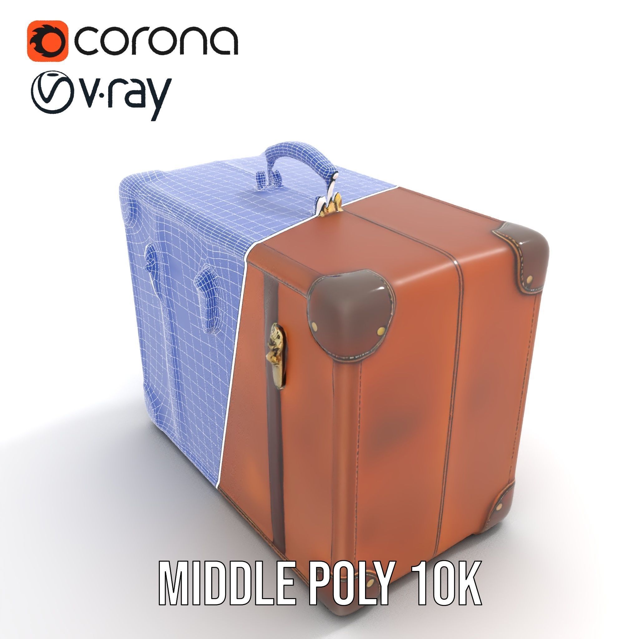Vintage Leather Suitcase Model Pack Low-poly 3D model_22