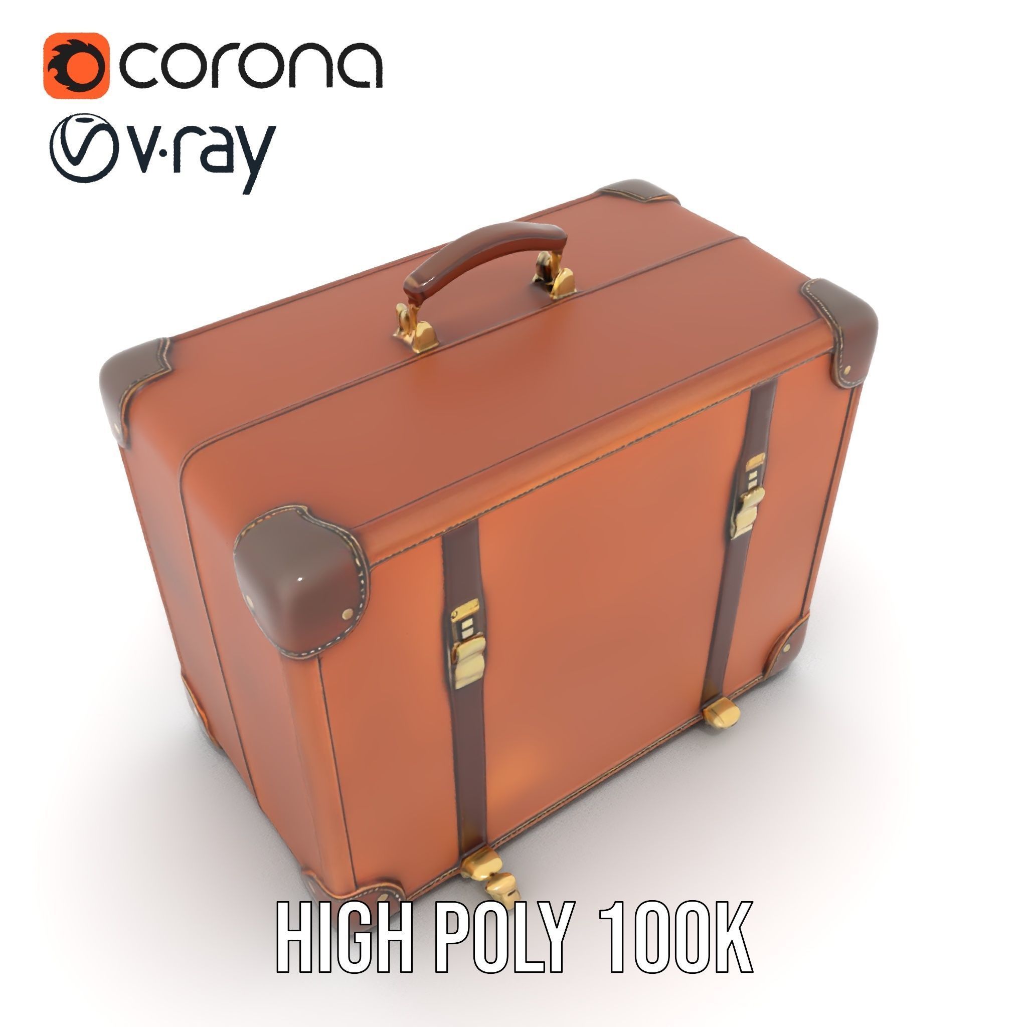 Vintage Leather Suitcase Model Pack Low-poly 3D model_24
