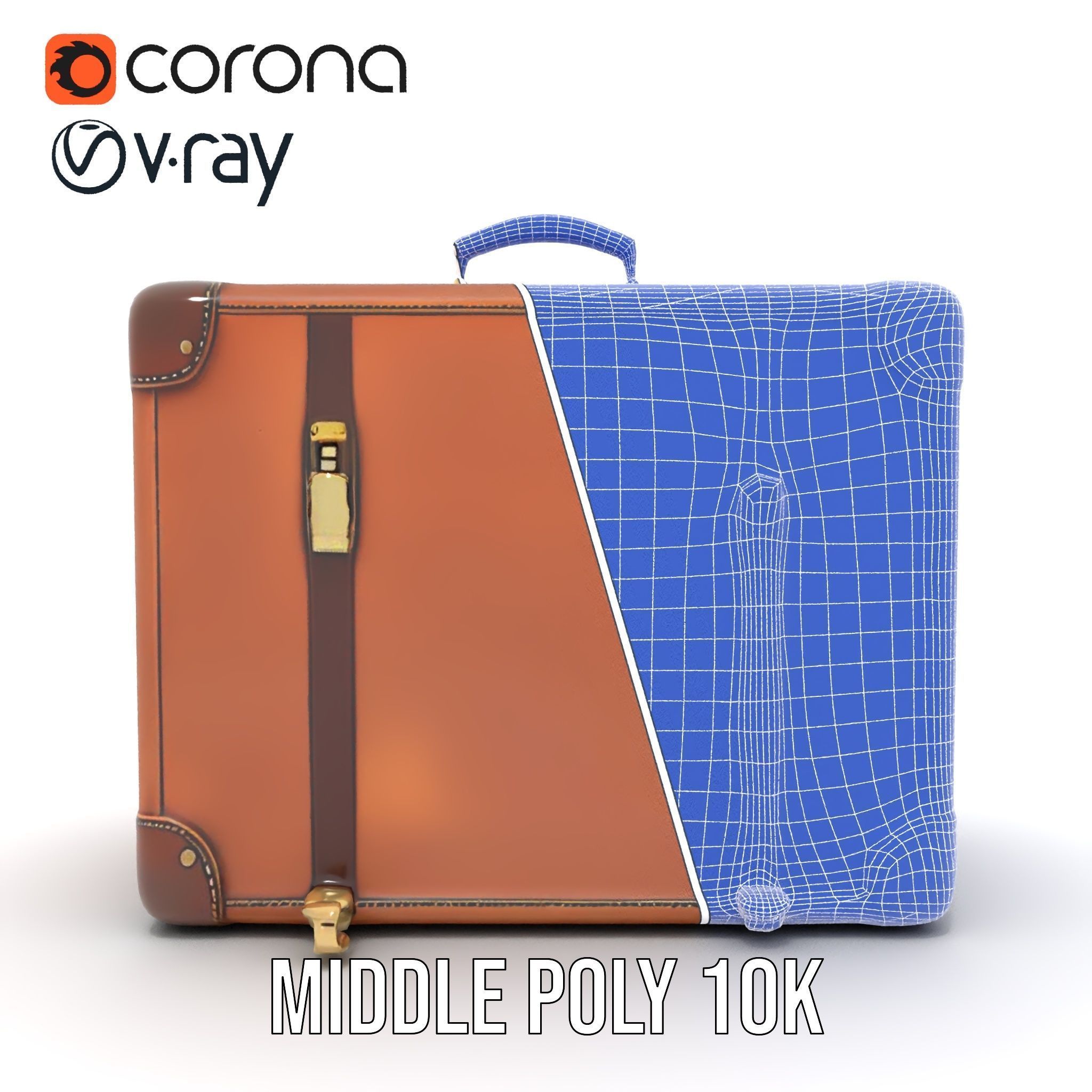 Vintage Leather Suitcase Model Pack Low-poly 3D model_25