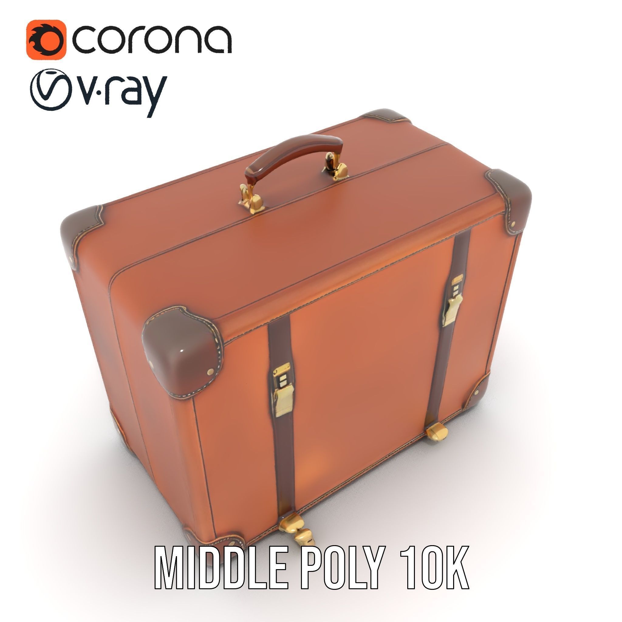 Vintage Leather Suitcase Model Pack Low-poly 3D model_19