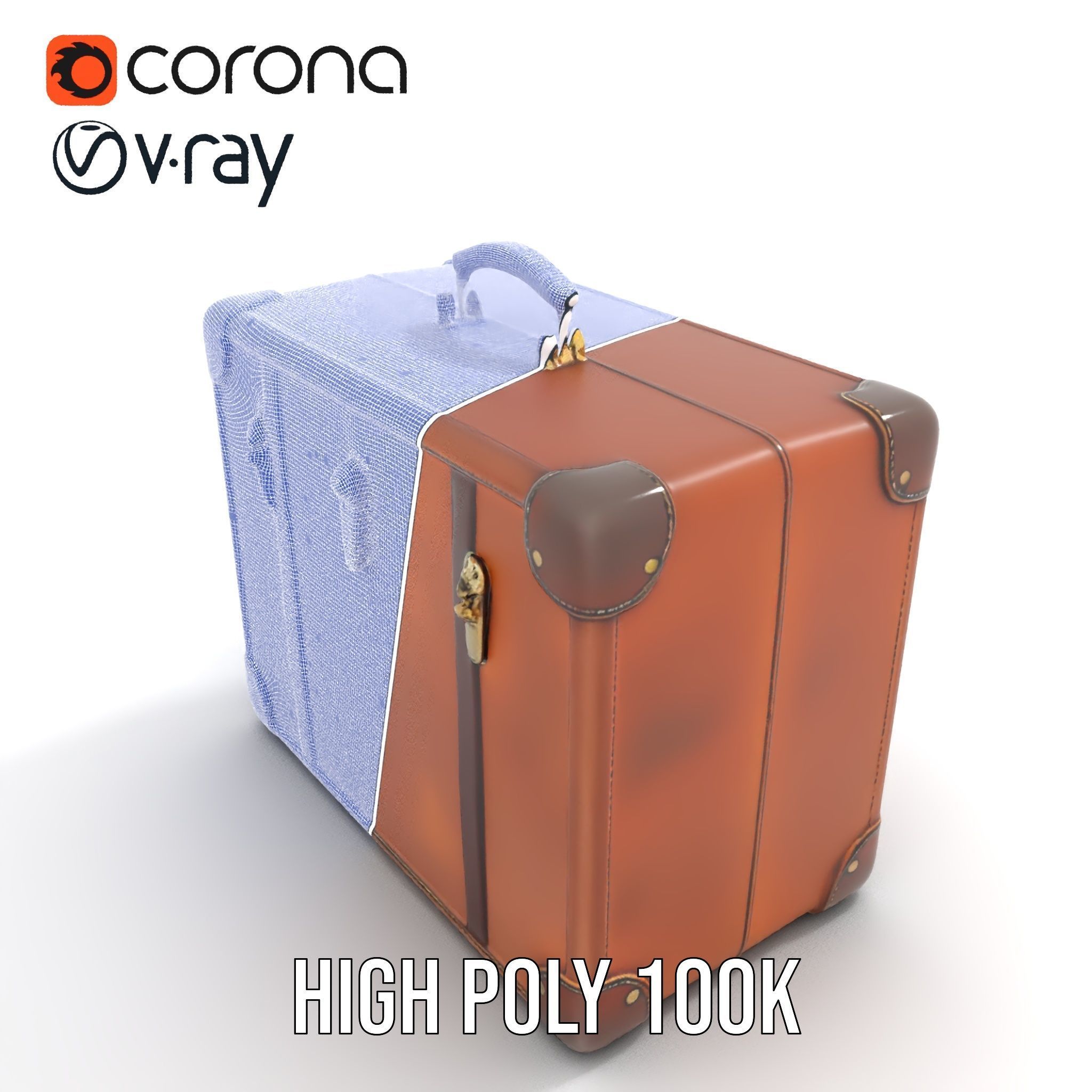 Vintage Leather Suitcase Model Pack Low-poly 3D model_33