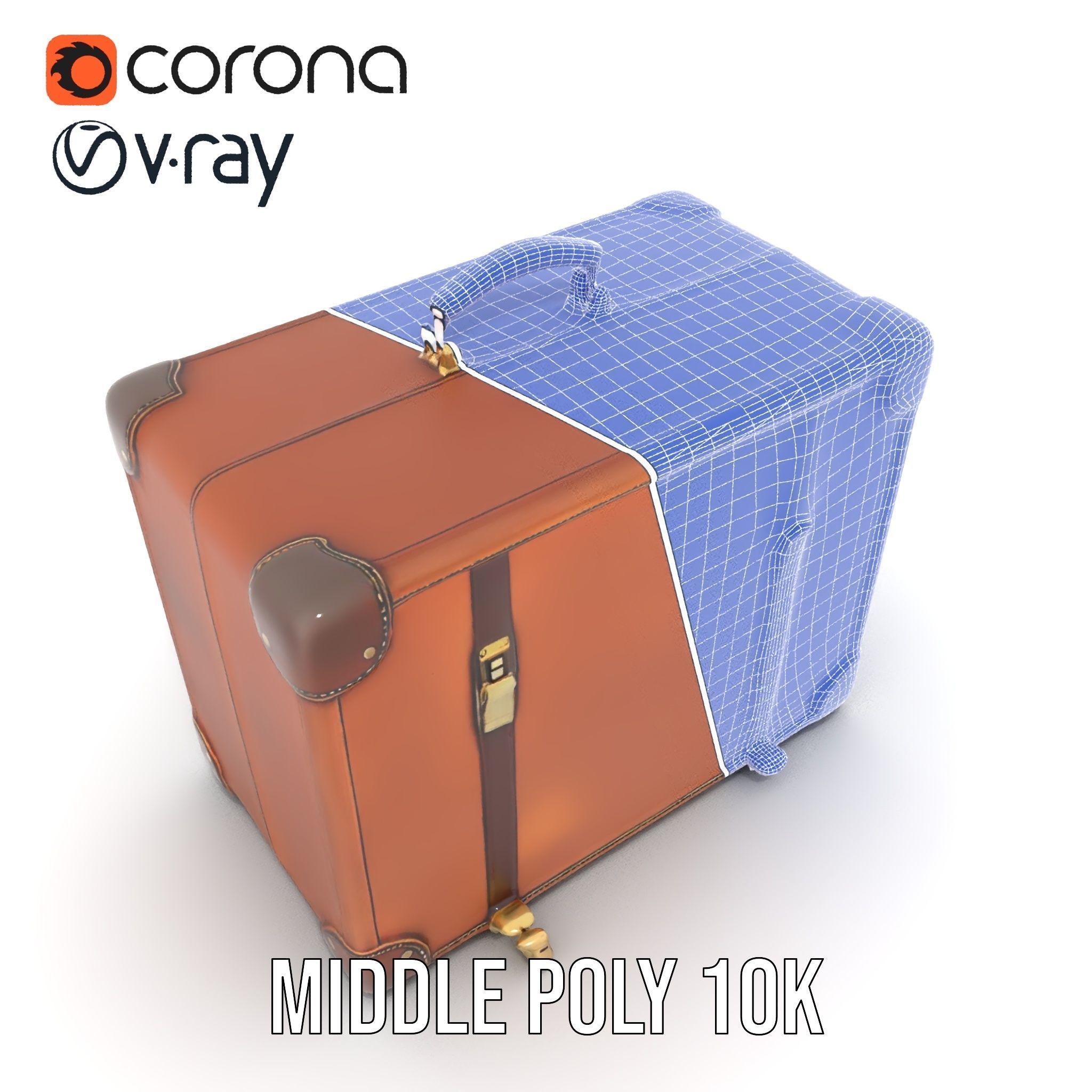 Vintage Leather Suitcase Model Pack Low-poly 3D model_31