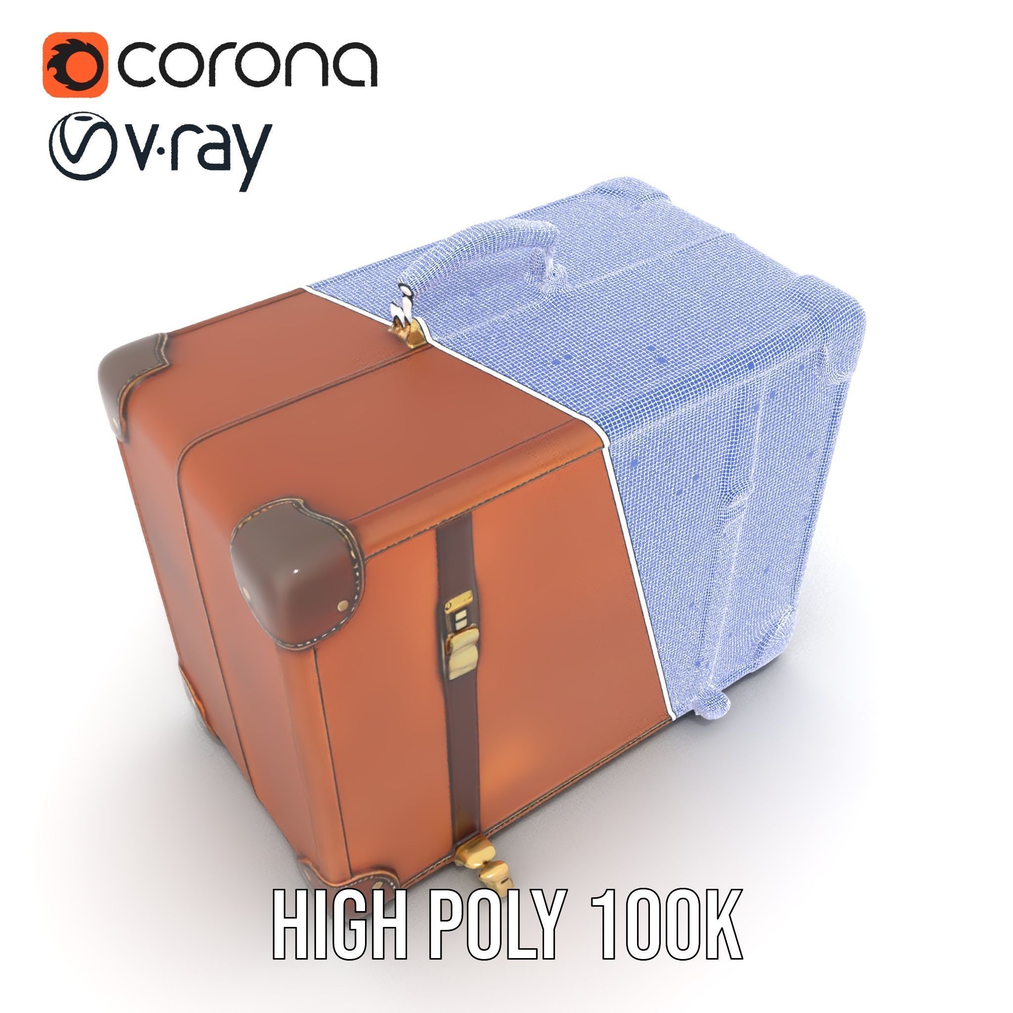 Vintage Leather Suitcase Model Pack Low-poly 3D model_27