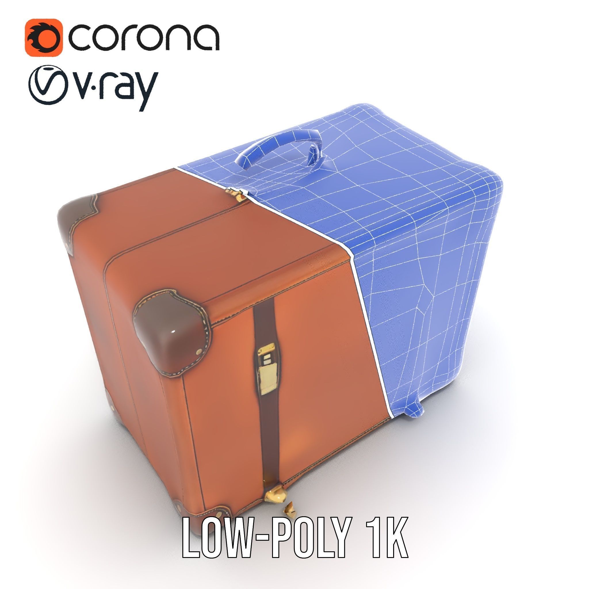 Vintage Leather Suitcase Model Pack Low-poly 3D model_18