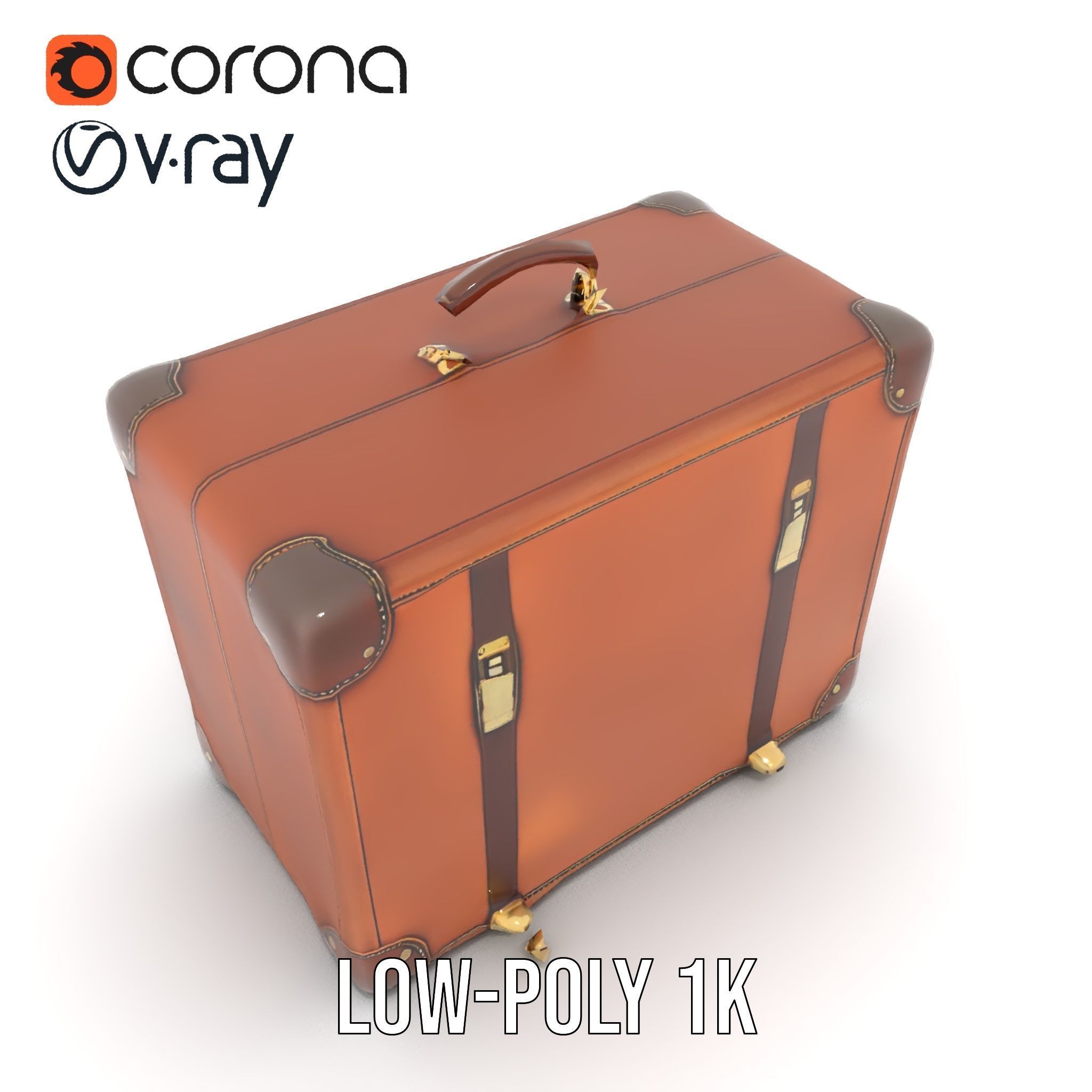 Vintage Leather Suitcase Model Pack Low-poly 3D model_10
