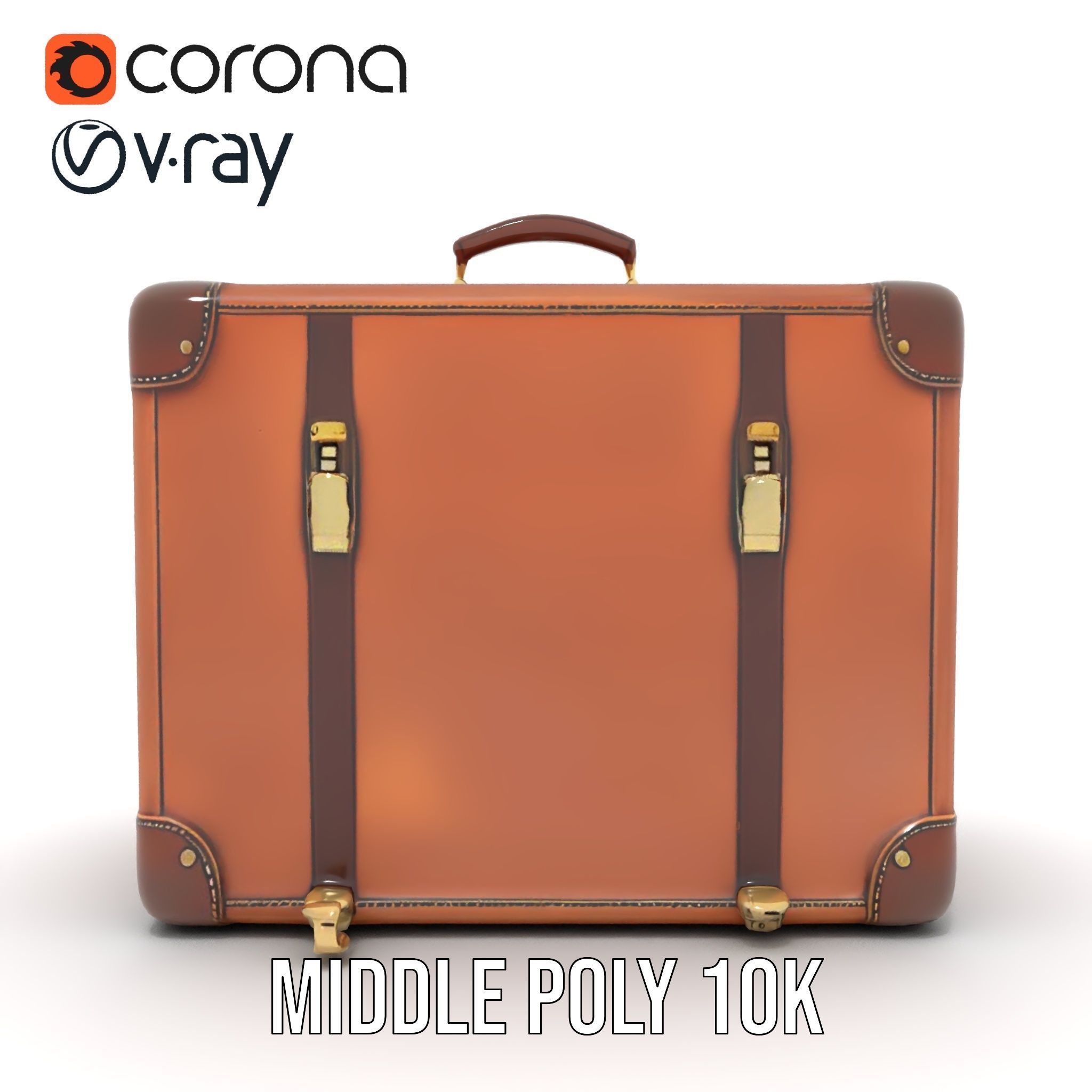 Vintage Leather Suitcase Model Pack Low-poly 3D model_6