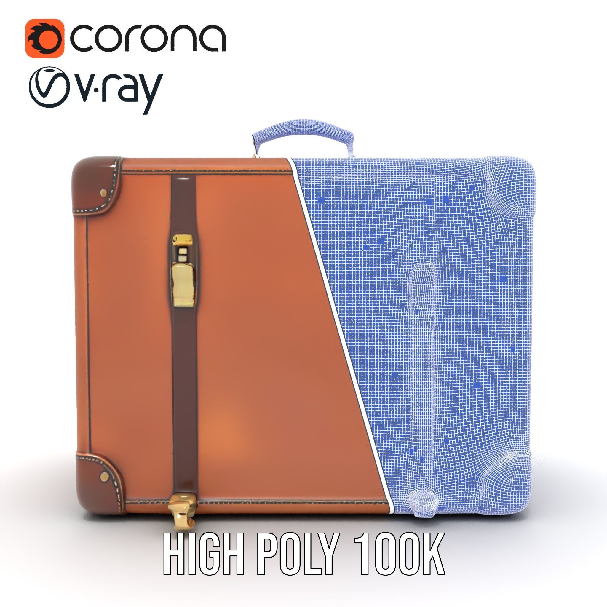Vintage Leather Suitcase Model Pack Low-poly 3D model_35