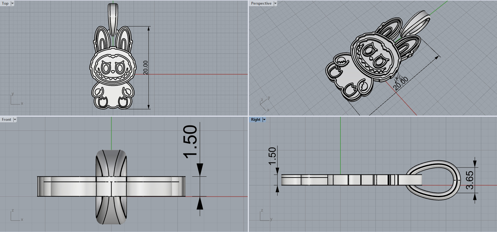 Labubu pendant model 1371 3D print model_5