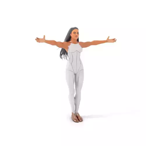 Futuristic Silver Suit Female Character Rigged and Animated Low-poly 3D model