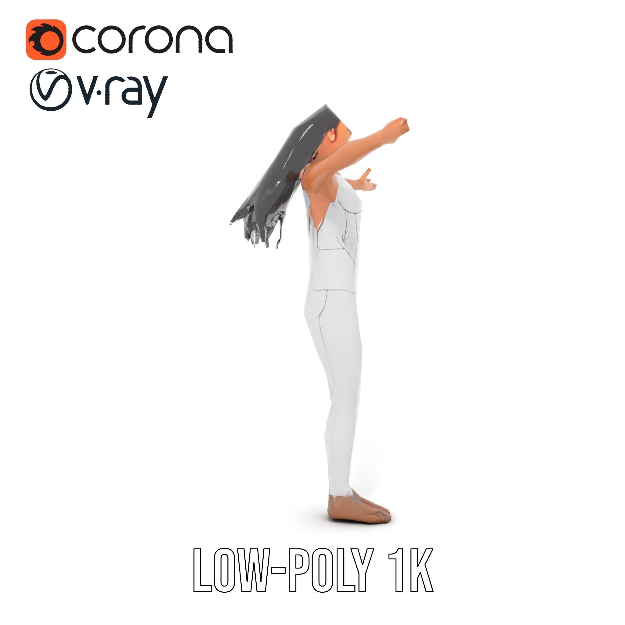 Futuristic Silver Suit Female Character Rigged and Animated Low-poly 3D model_18