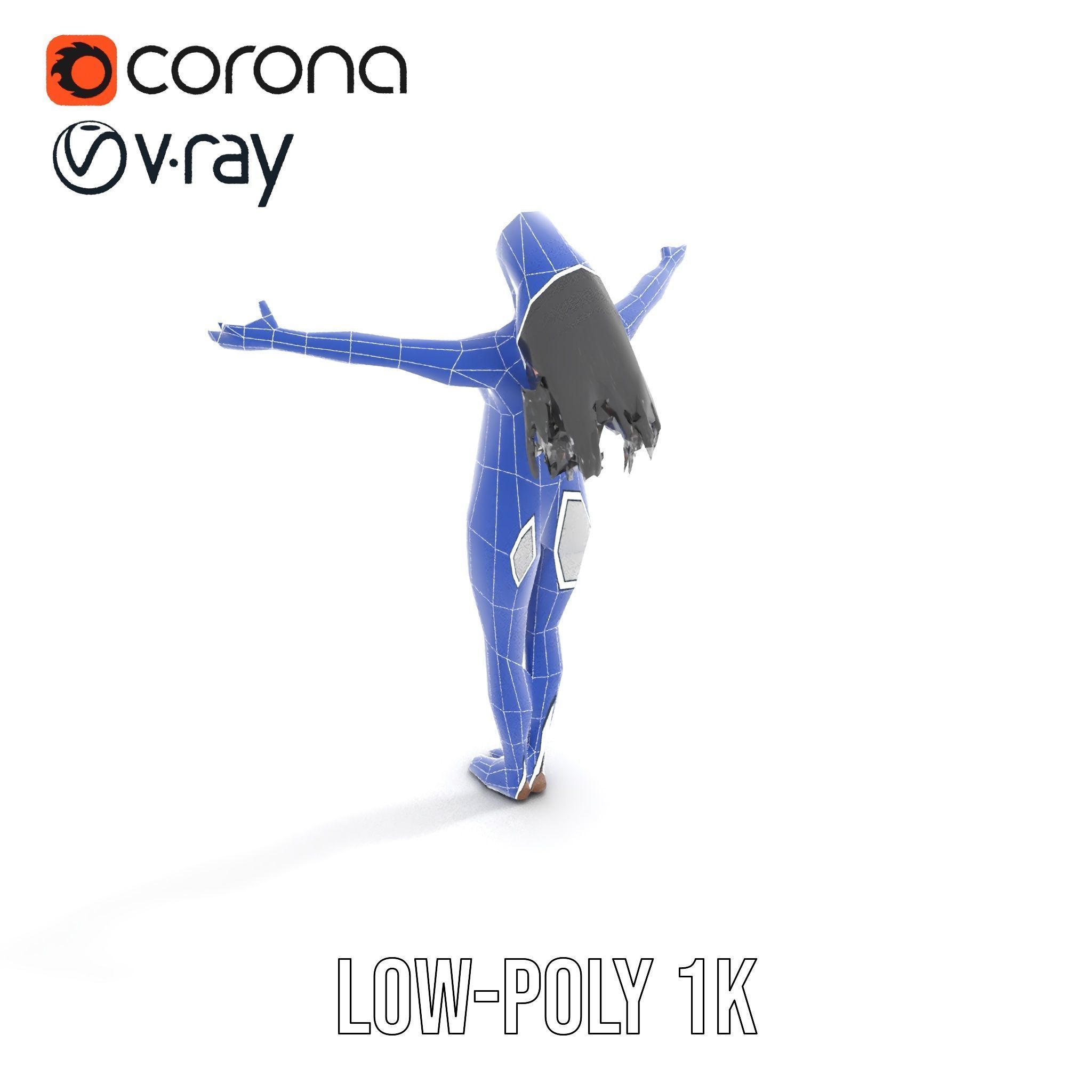 Futuristic Silver Suit Female Character Rigged and Animated Low-poly 3D model_13