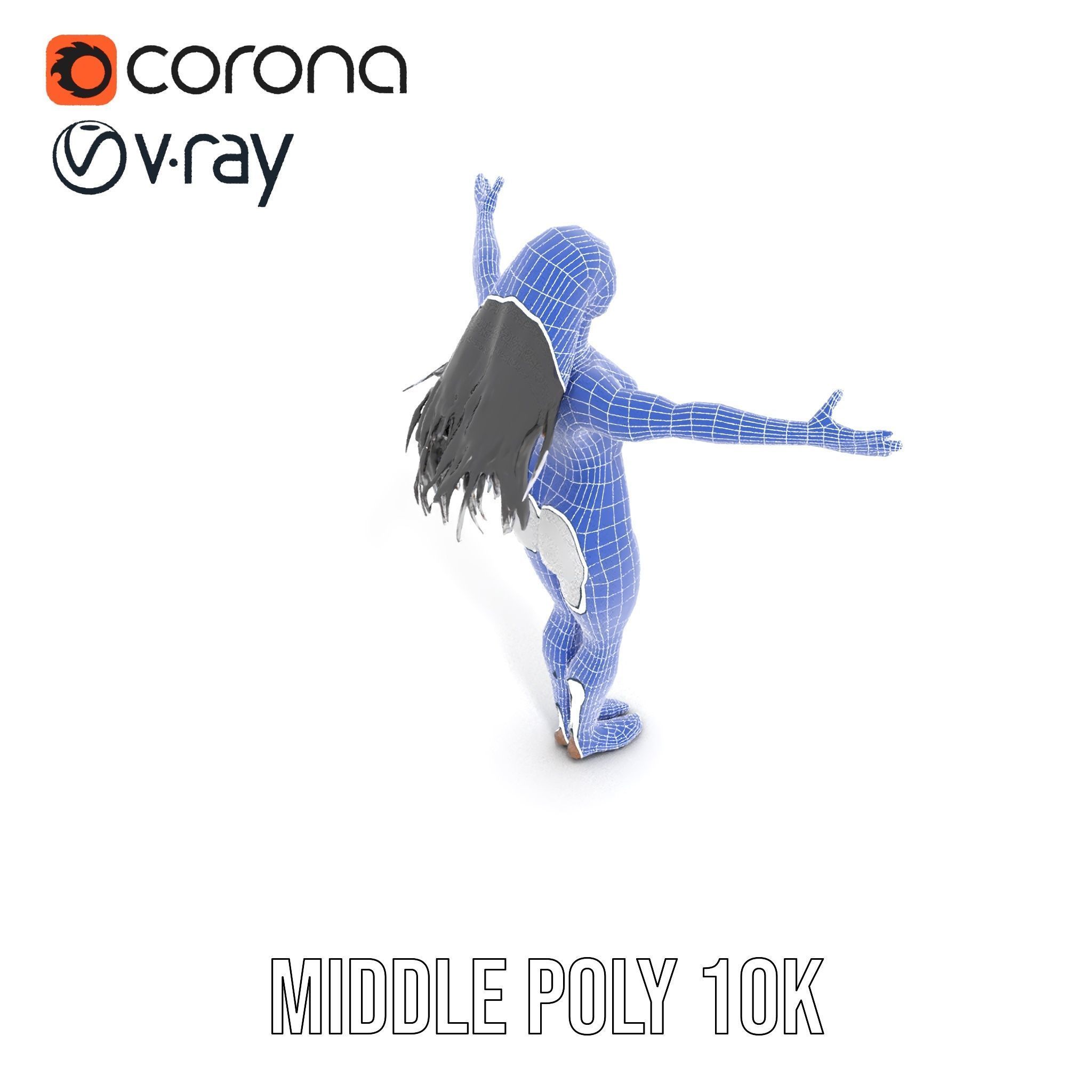 Futuristic Silver Suit Female Character Rigged and Animated Low-poly 3D model_12