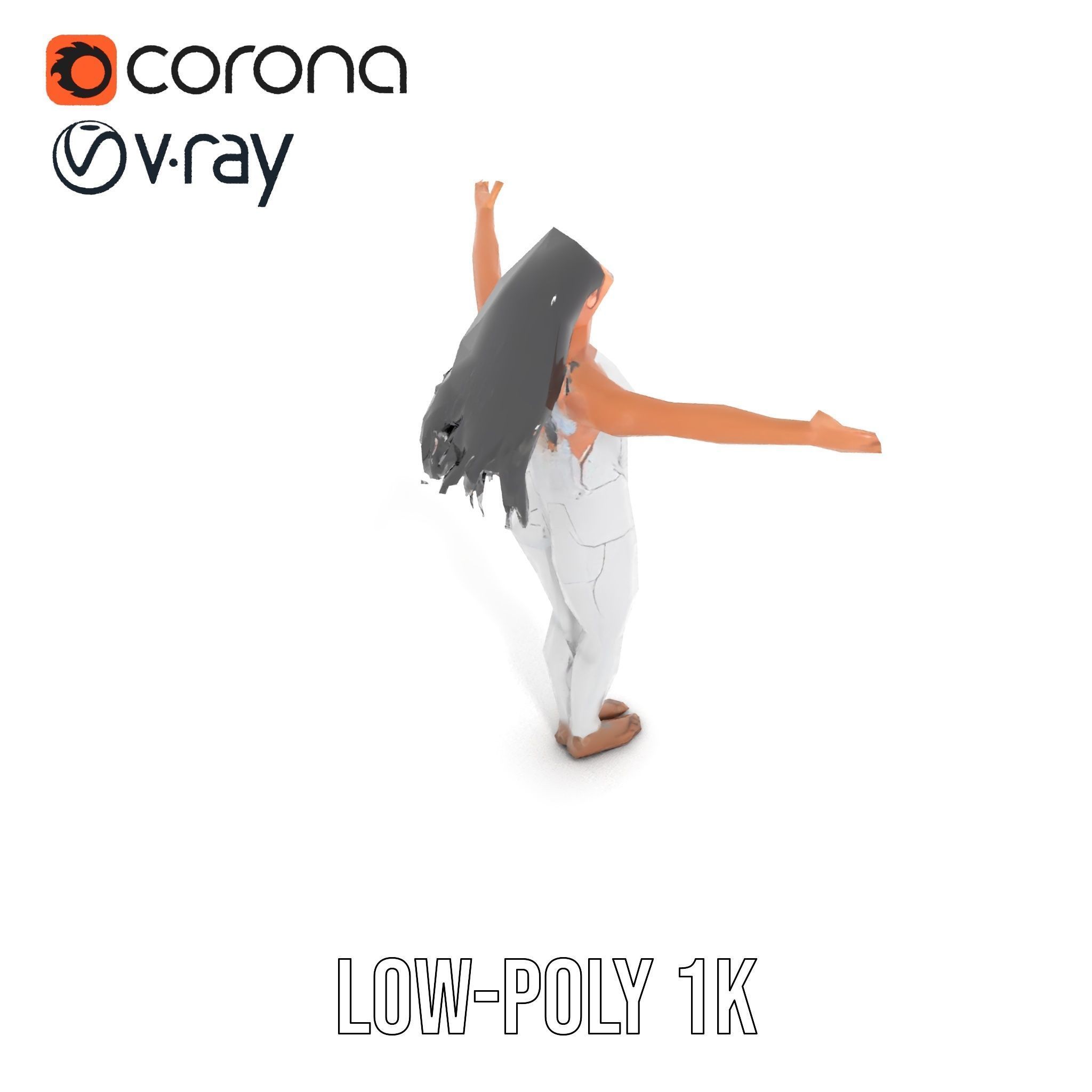 Futuristic Silver Suit Female Character Rigged and Animated Low-poly 3D model_15