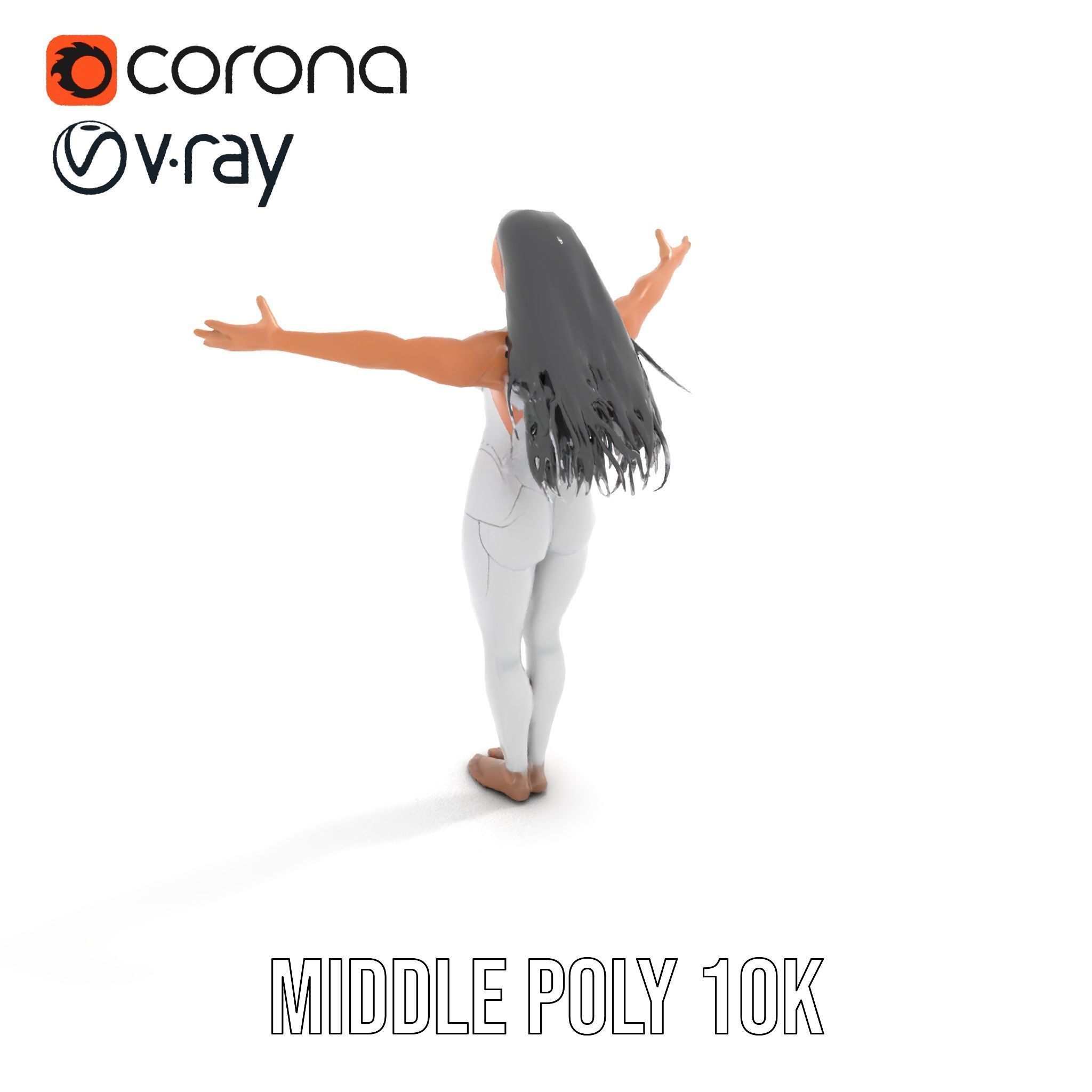 Futuristic Silver Suit Female Character Rigged and Animated Low-poly 3D model_29