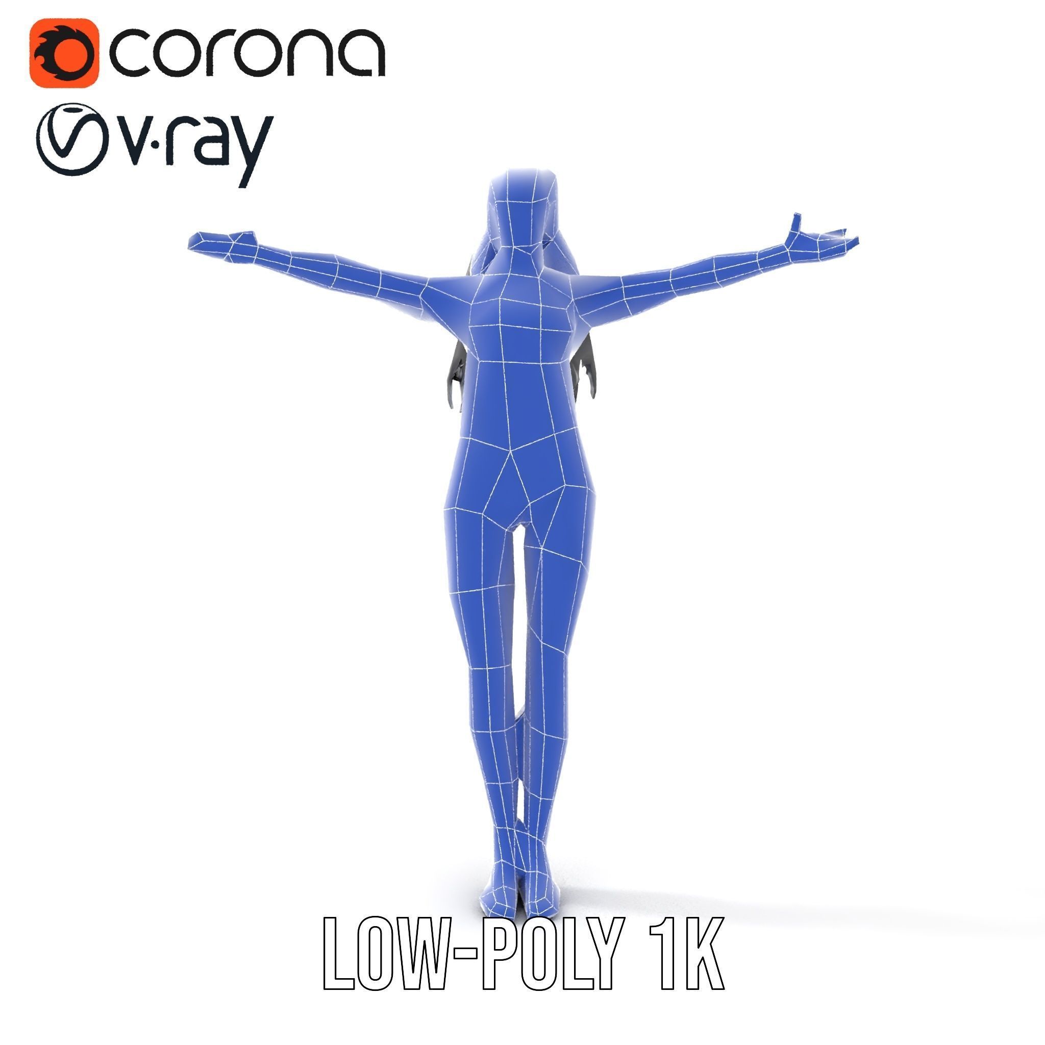 Futuristic Silver Suit Female Character Rigged and Animated Low-poly 3D model_30