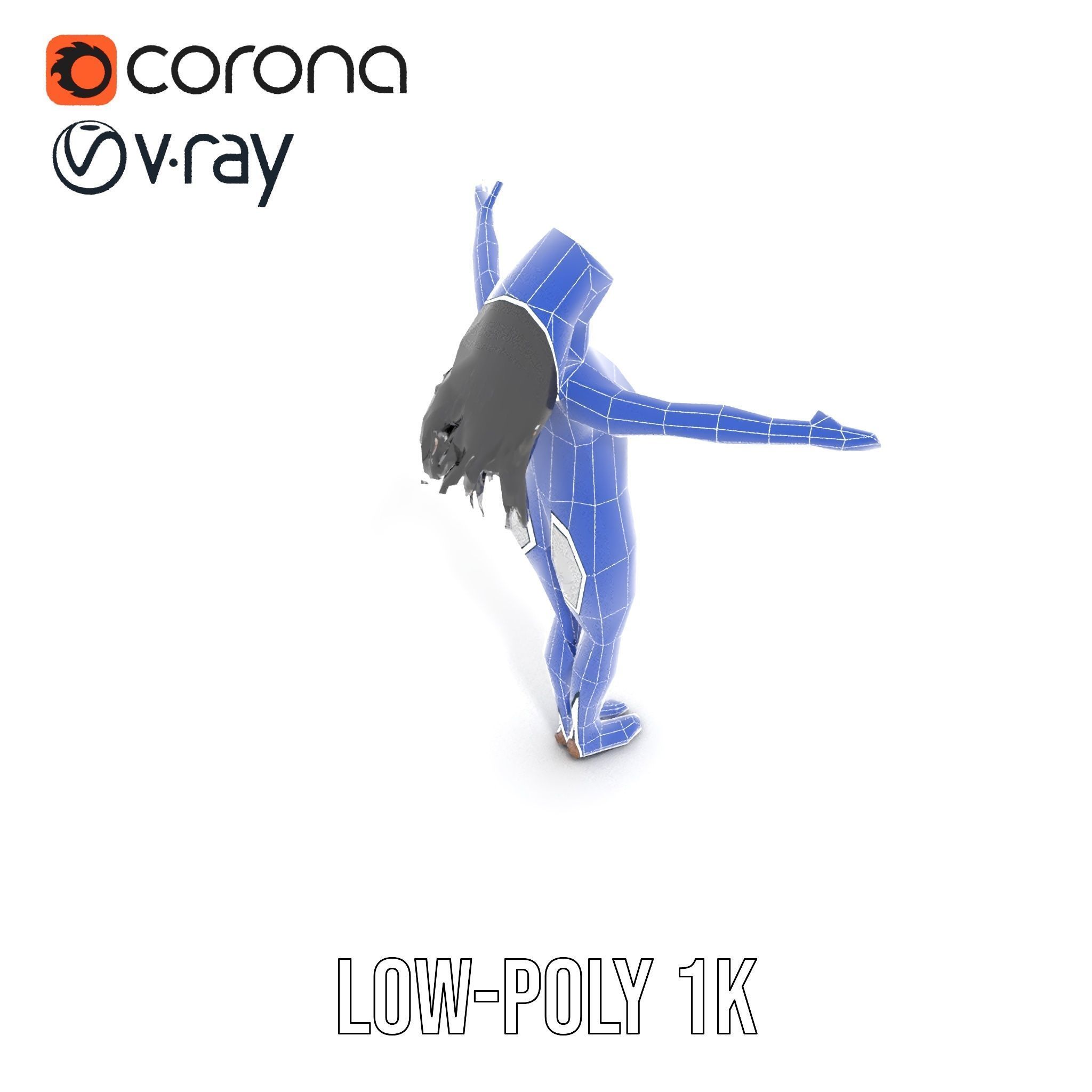 Futuristic Silver Suit Female Character Rigged and Animated Low-poly 3D model_21