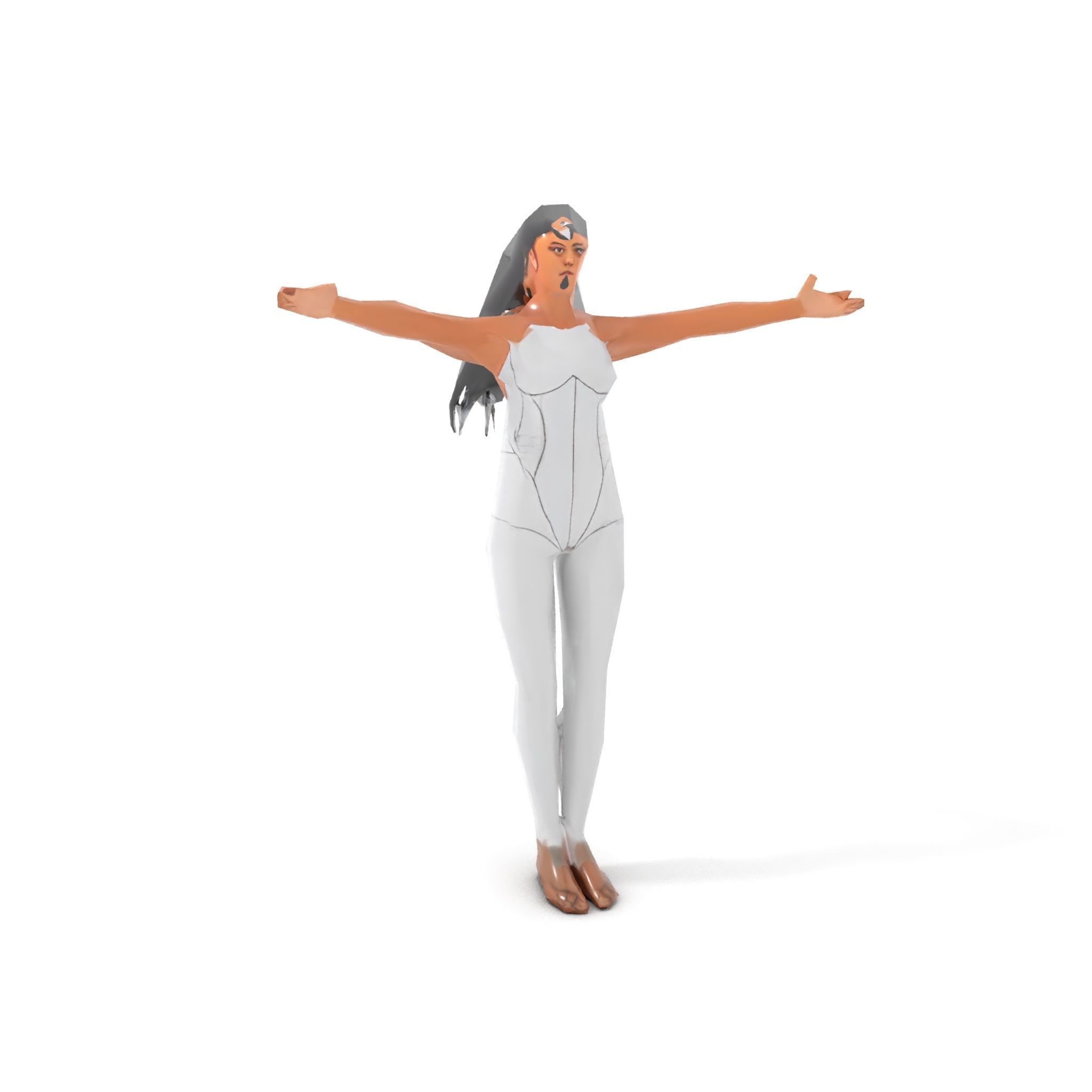 Futuristic Silver Suit Female Character Rigged and Animated Low-poly 3D model_10