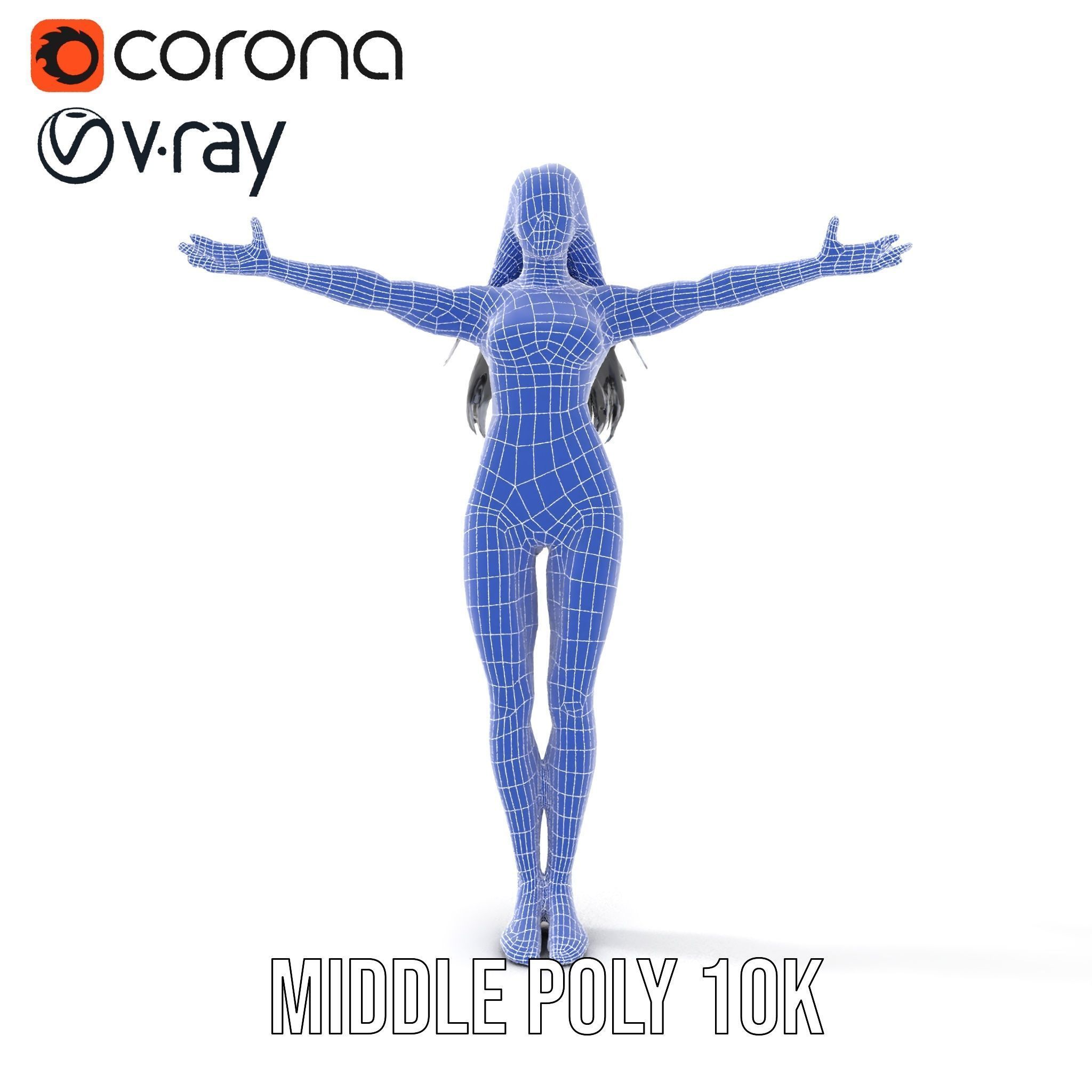 Futuristic Silver Suit Female Character Rigged and Animated Low-poly 3D model_26