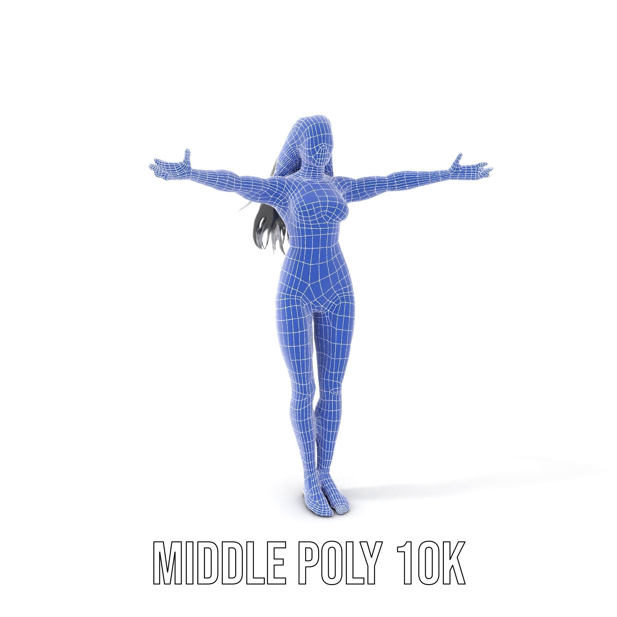 Futuristic Silver Suit Female Character Rigged and Animated Low-poly 3D model_34