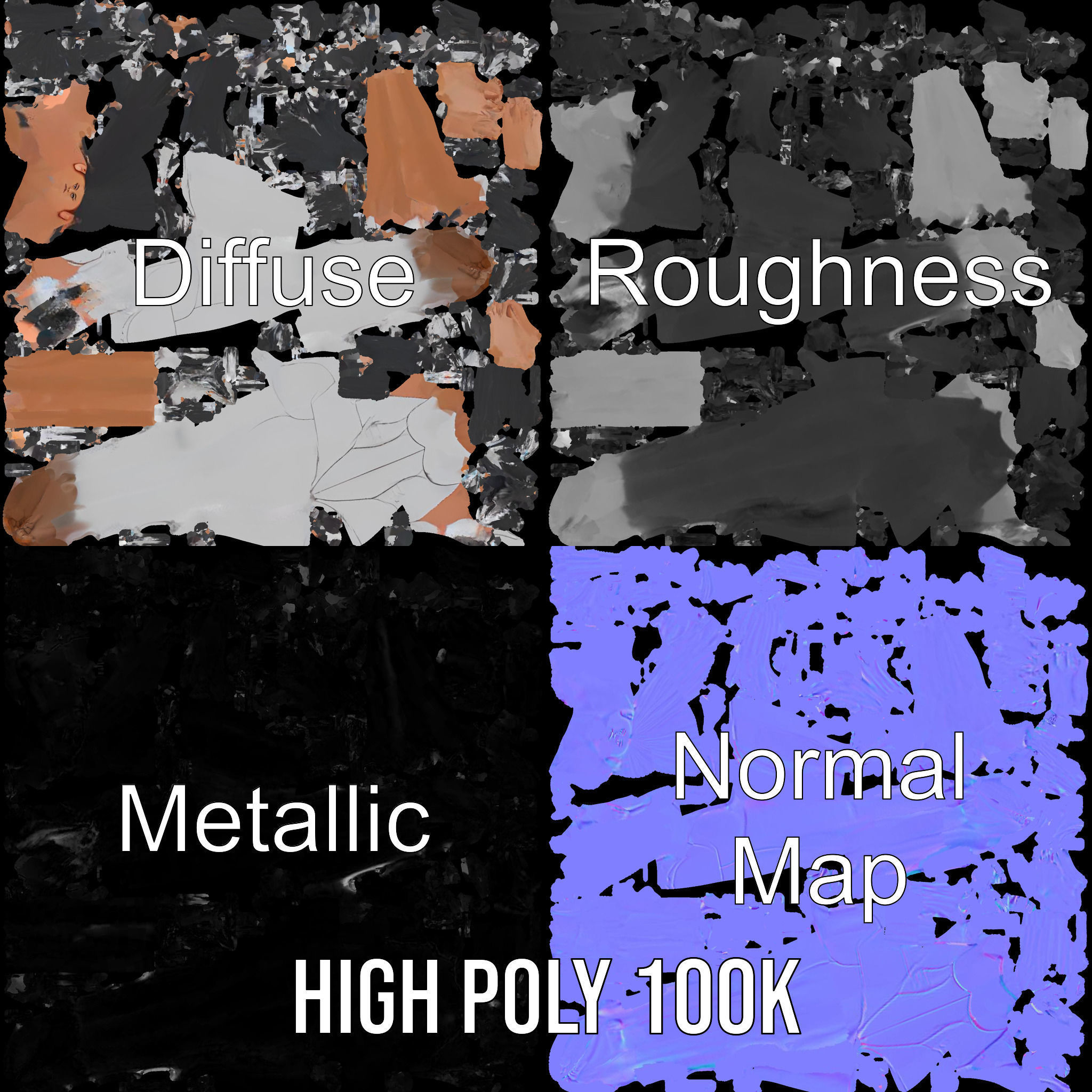 Futuristic Silver Suit Female Character Rigged and Animated Low-poly 3D model_3