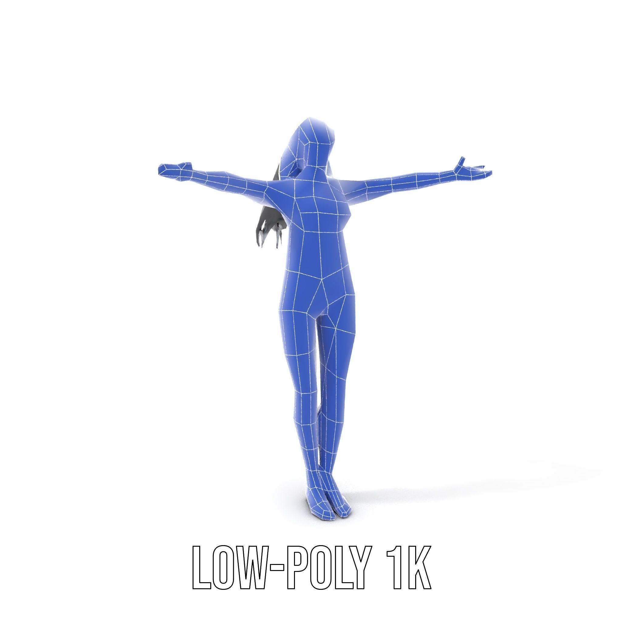 Futuristic Silver Suit Female Character Rigged and Animated Low-poly 3D model_27