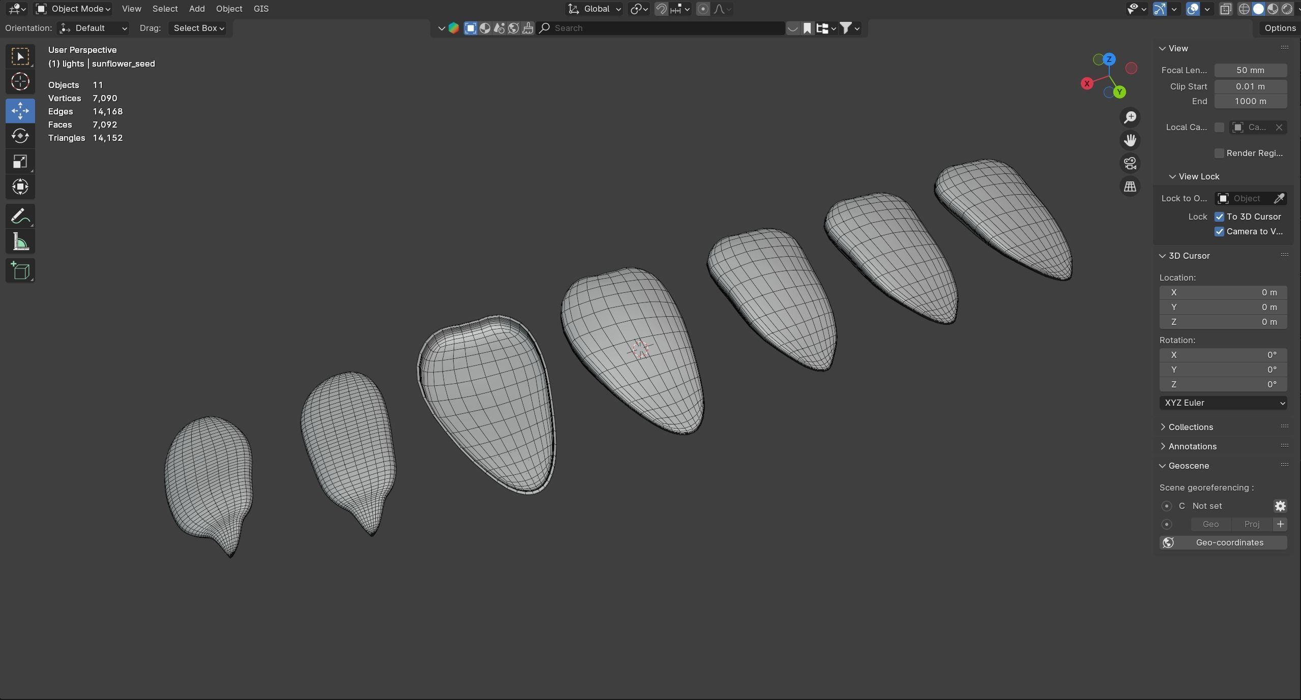 Sunflower seeds collection  Low-poly 3D model_9