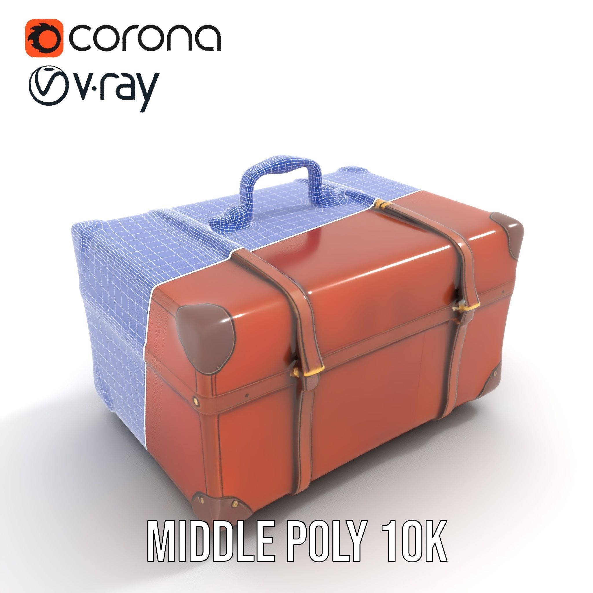 Vintage Leather Suitcase Model Pack Low-poly 3D model_19