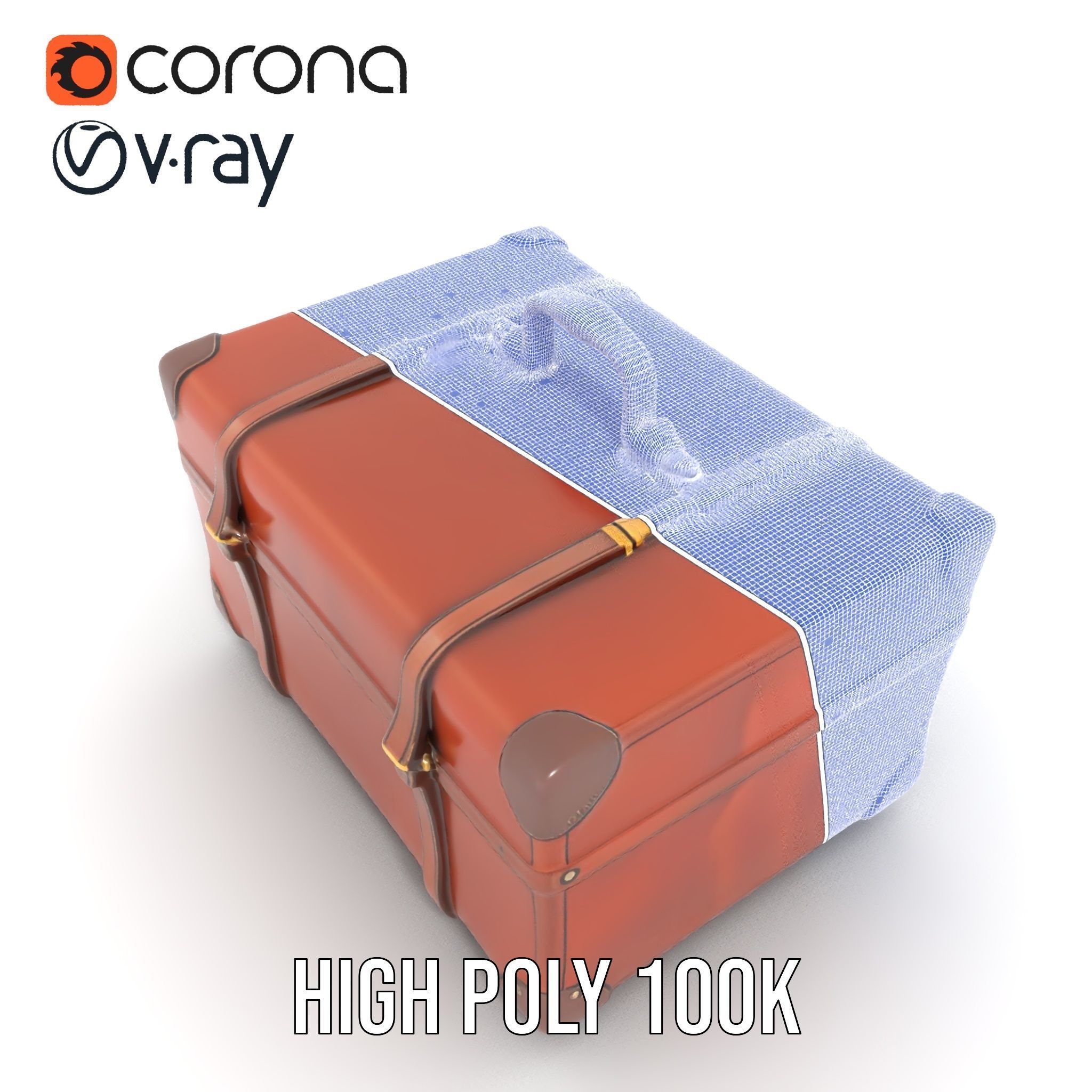 Vintage Leather Suitcase Model Pack Low-poly 3D model_26