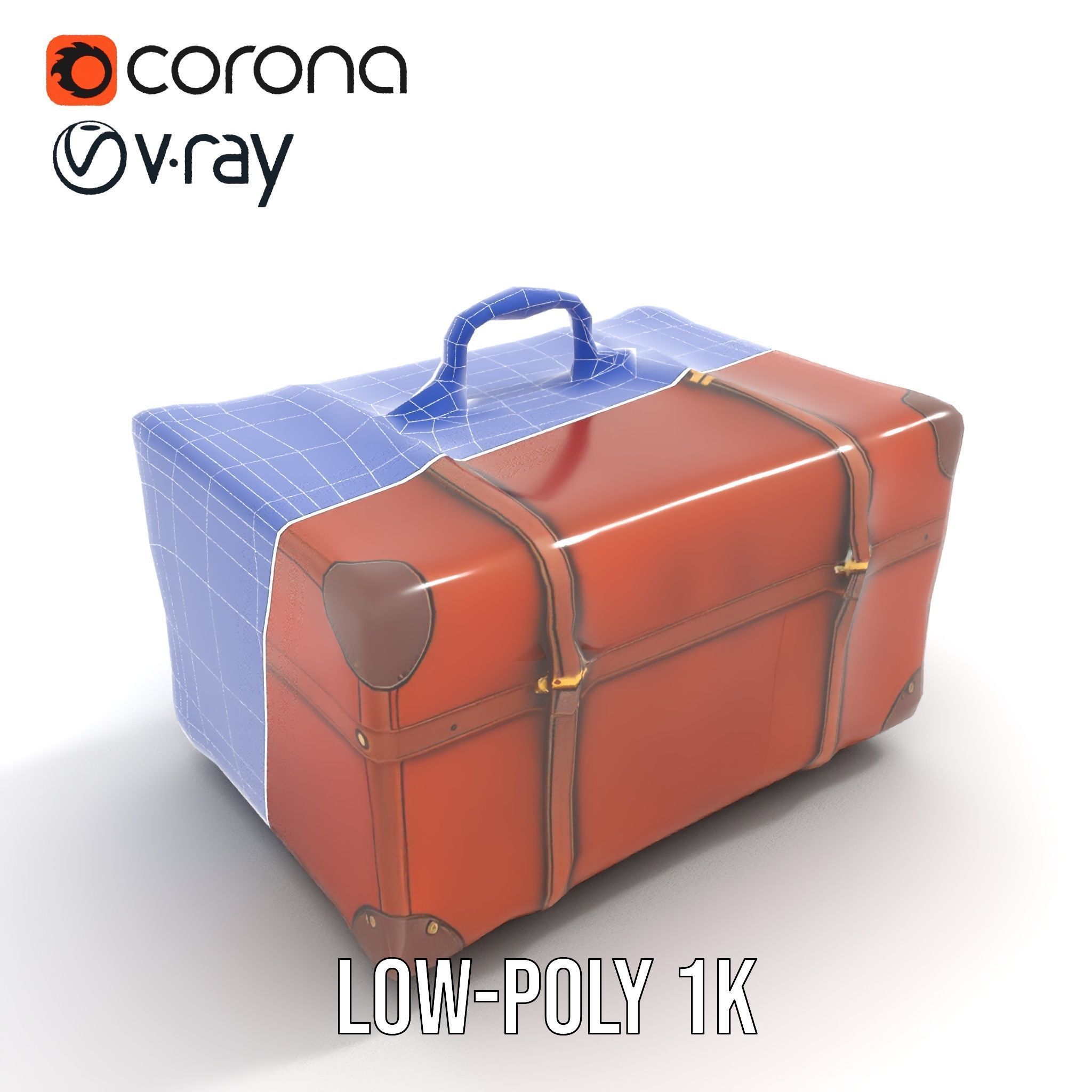 Vintage Leather Suitcase Model Pack Low-poly 3D model_20