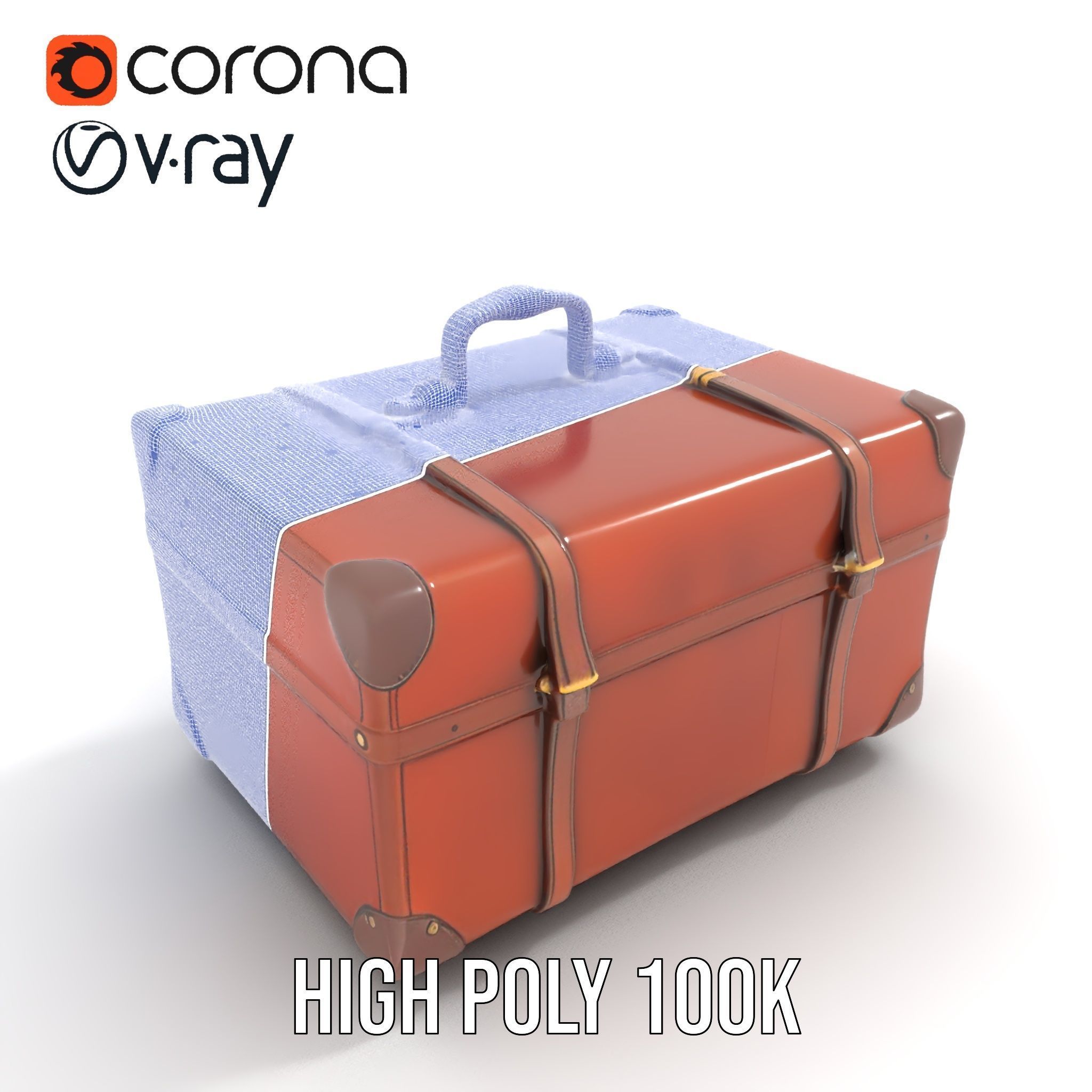 Vintage Leather Suitcase Model Pack Low-poly 3D model_29