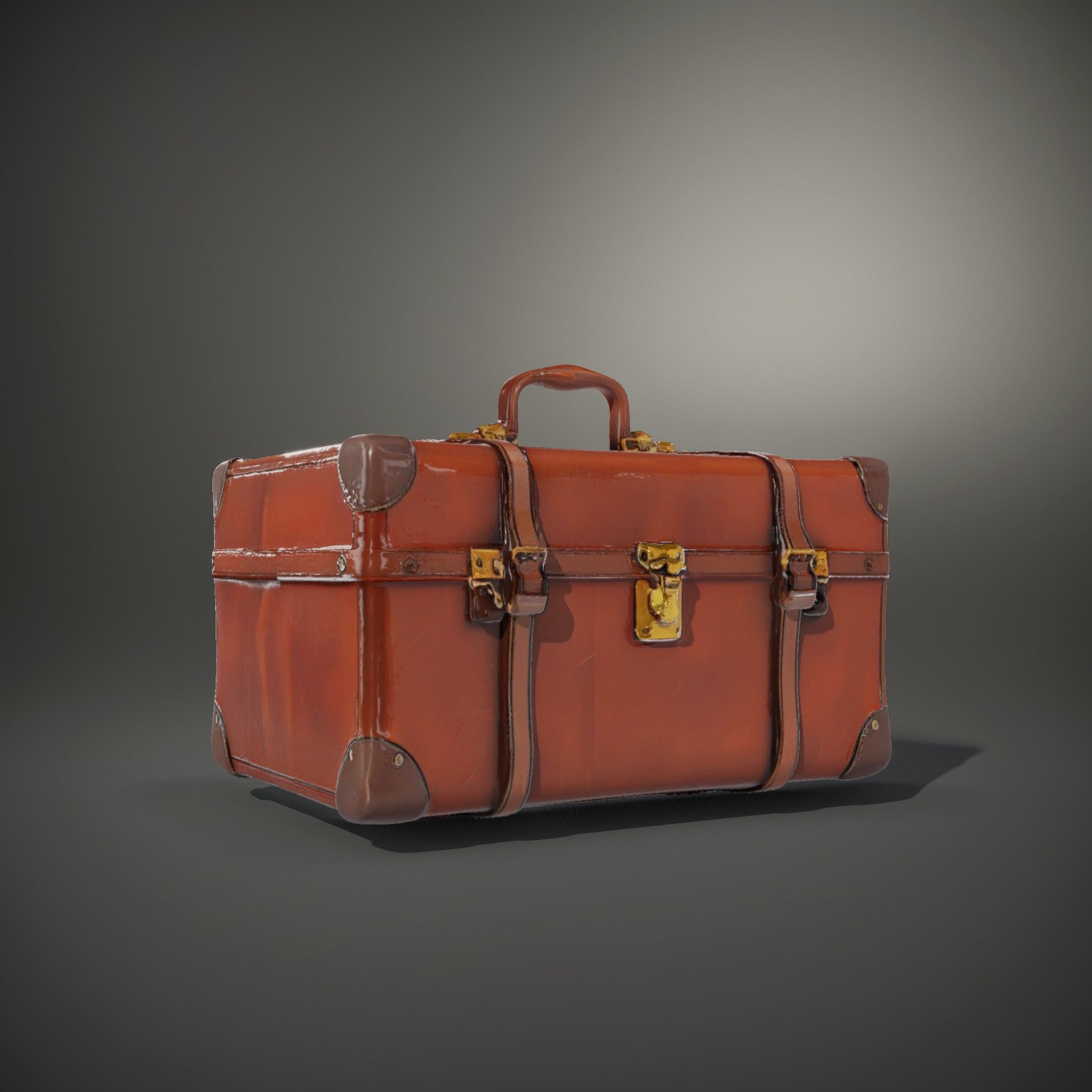 Vintage Leather Suitcase Model Pack Low-poly 3D model_35
