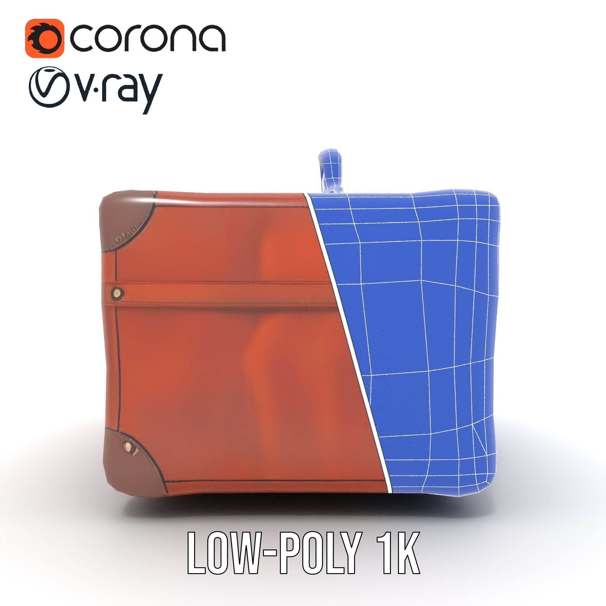 Vintage Leather Suitcase Model Pack Low-poly 3D model_31