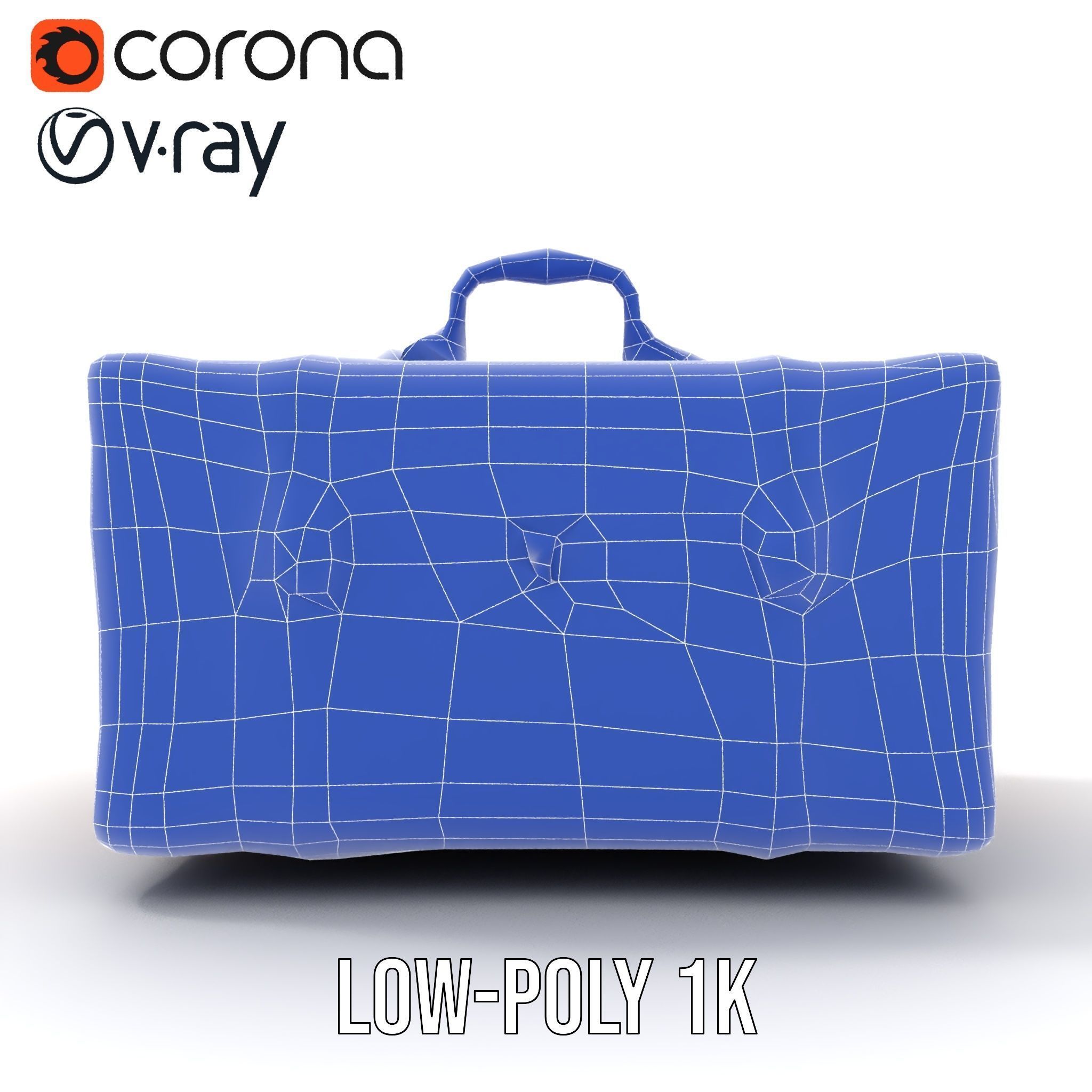 Vintage Leather Suitcase Model Pack Low-poly 3D model_28