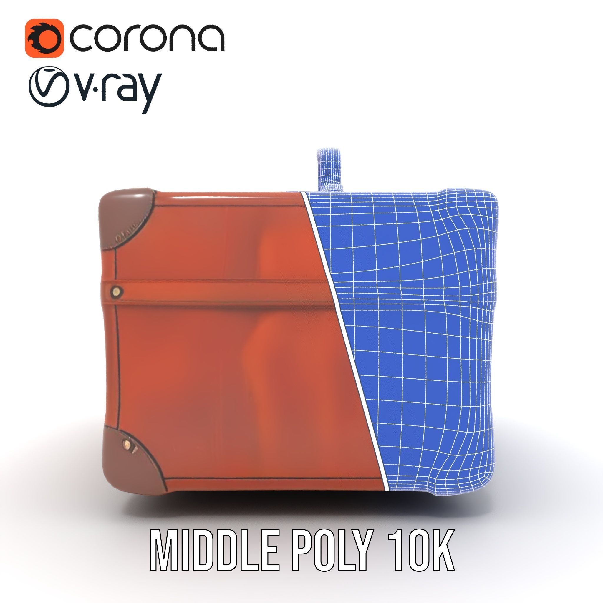 Vintage Leather Suitcase Model Pack Low-poly 3D model_30