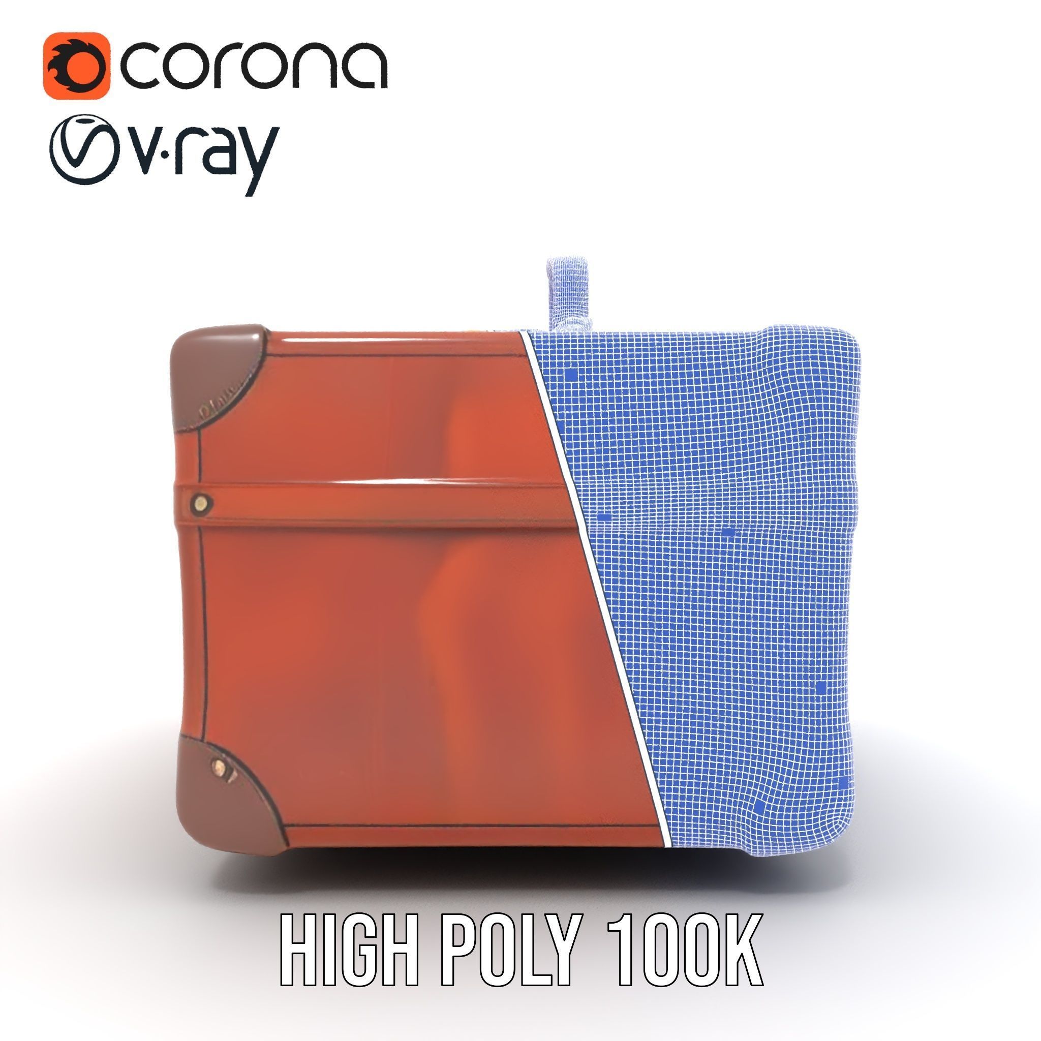 Vintage Leather Suitcase Model Pack Low-poly 3D model_33