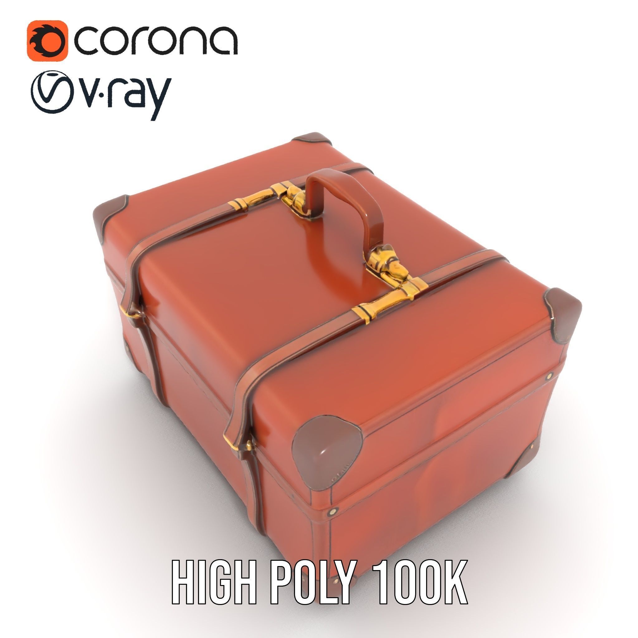 Vintage Leather Suitcase Model Pack Low-poly 3D model_10