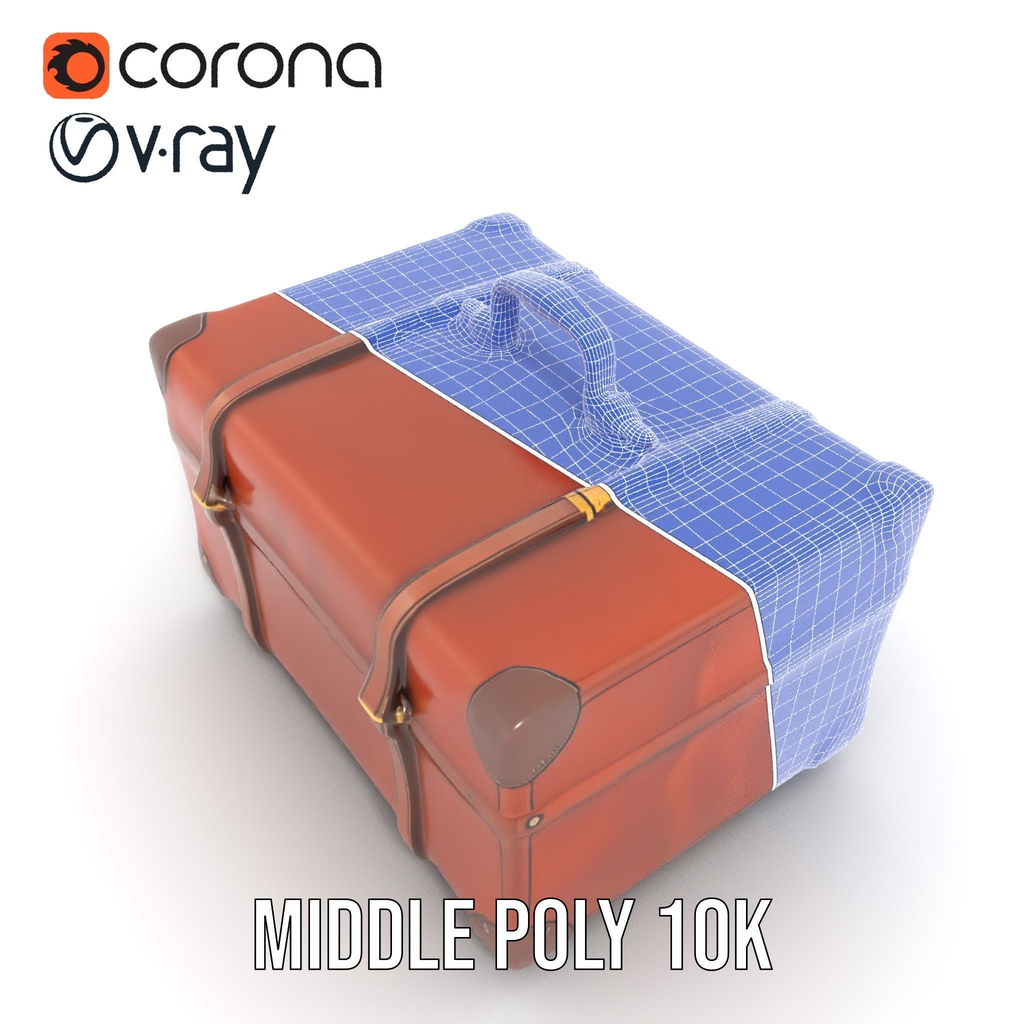 Vintage Leather Suitcase Model Pack Low-poly 3D model_24