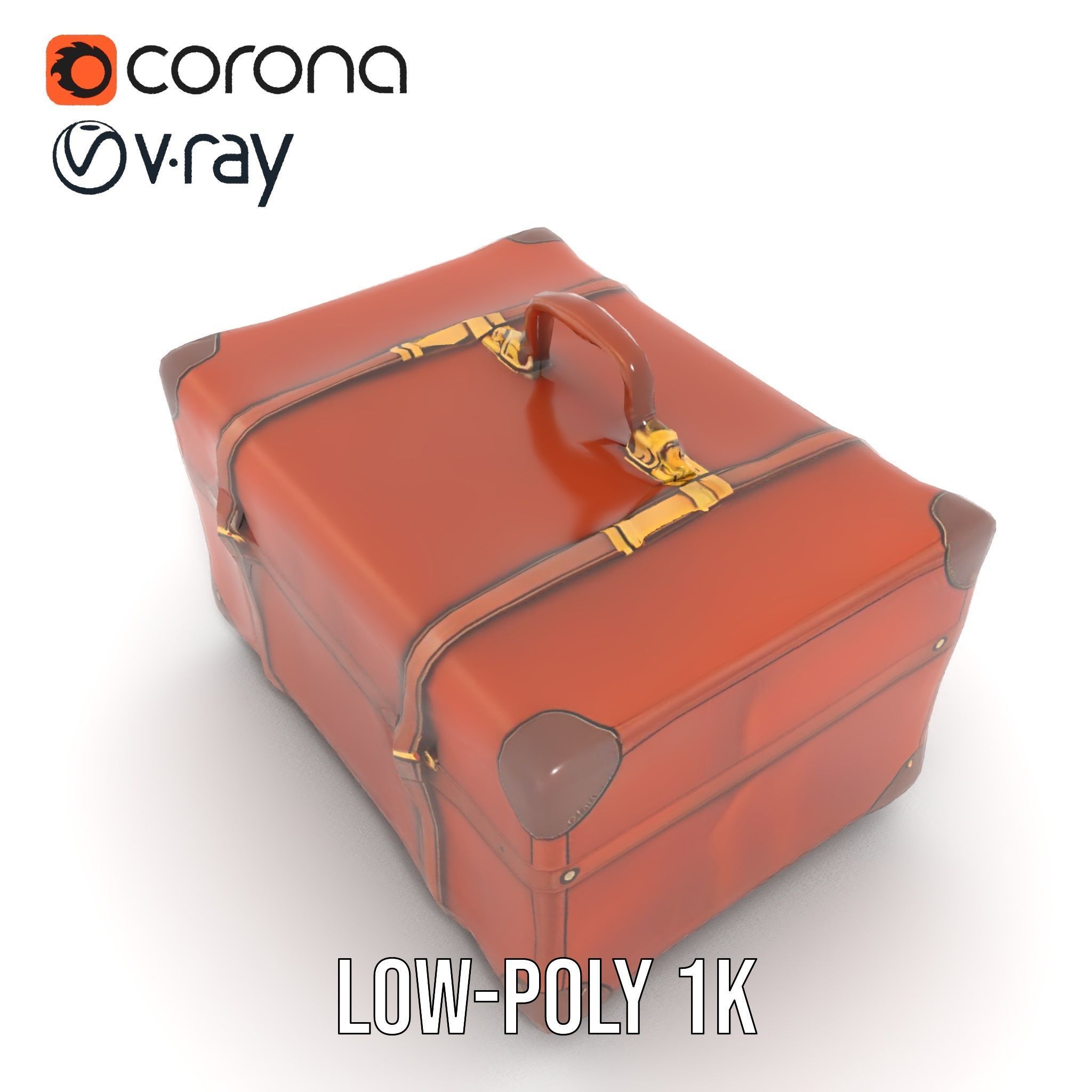 Vintage Leather Suitcase Model Pack Low-poly 3D model_22