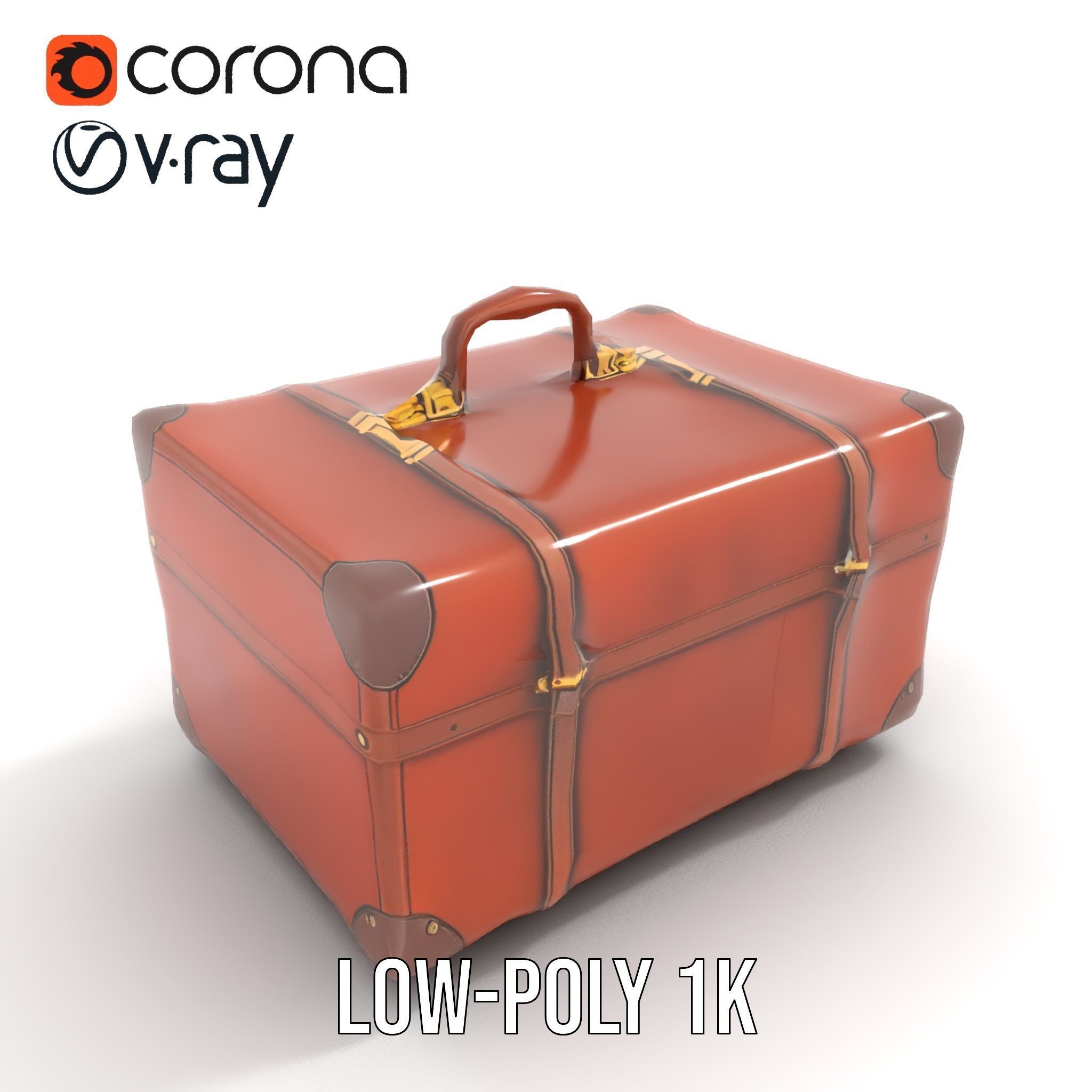 Vintage Leather Suitcase Model Pack Low-poly 3D model_18