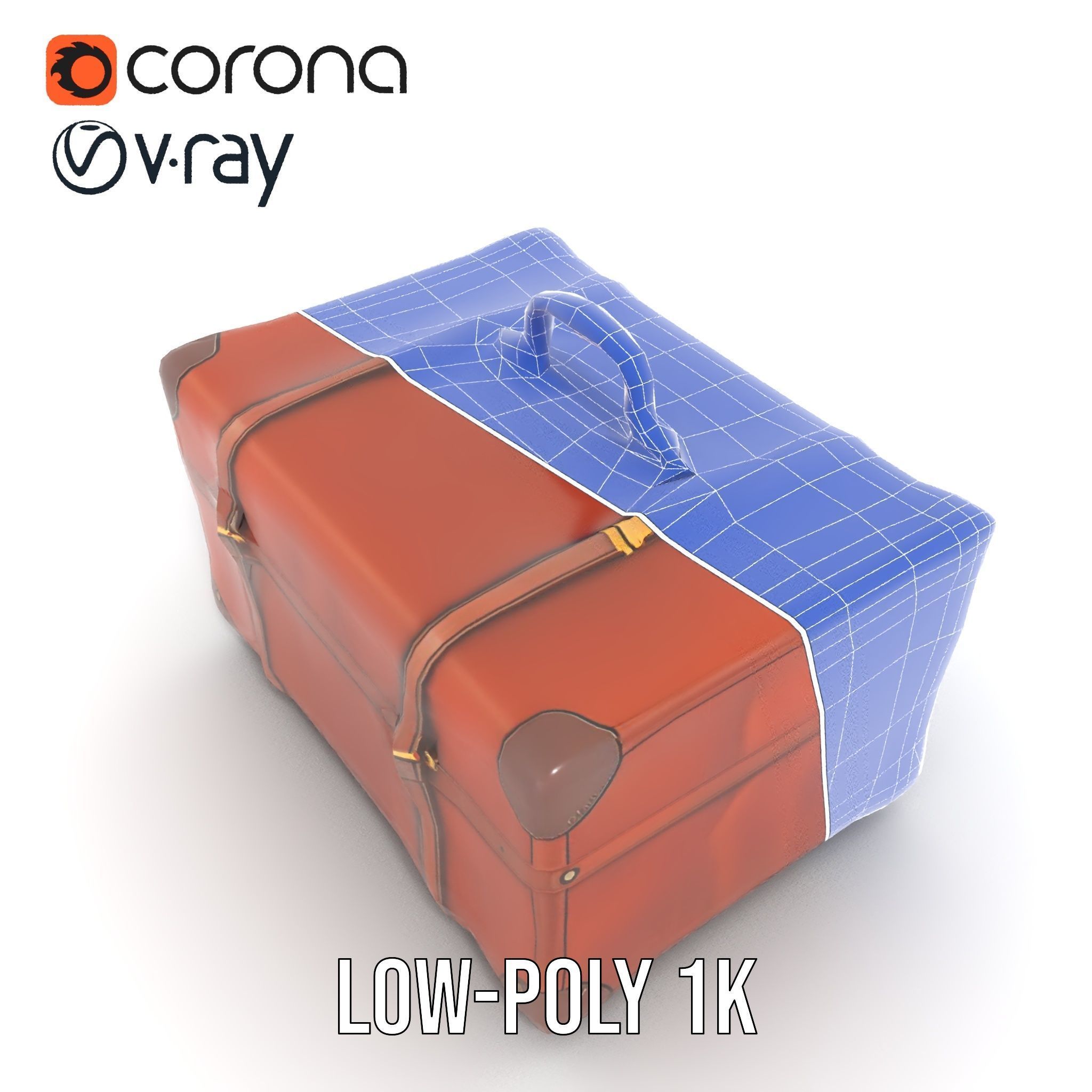 Vintage Leather Suitcase Model Pack Low-poly 3D model_25