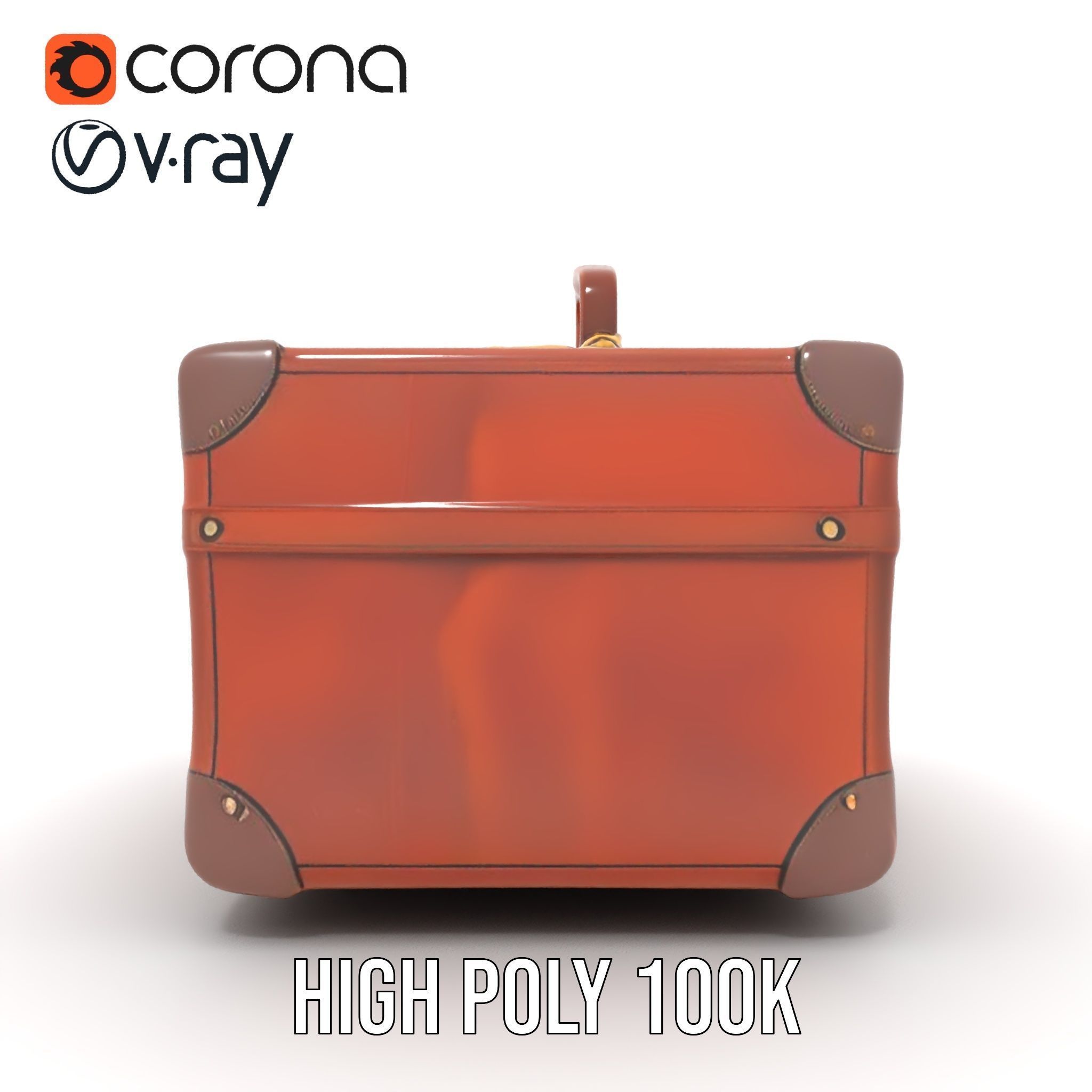 Vintage Leather Suitcase Model Pack Low-poly 3D model_23