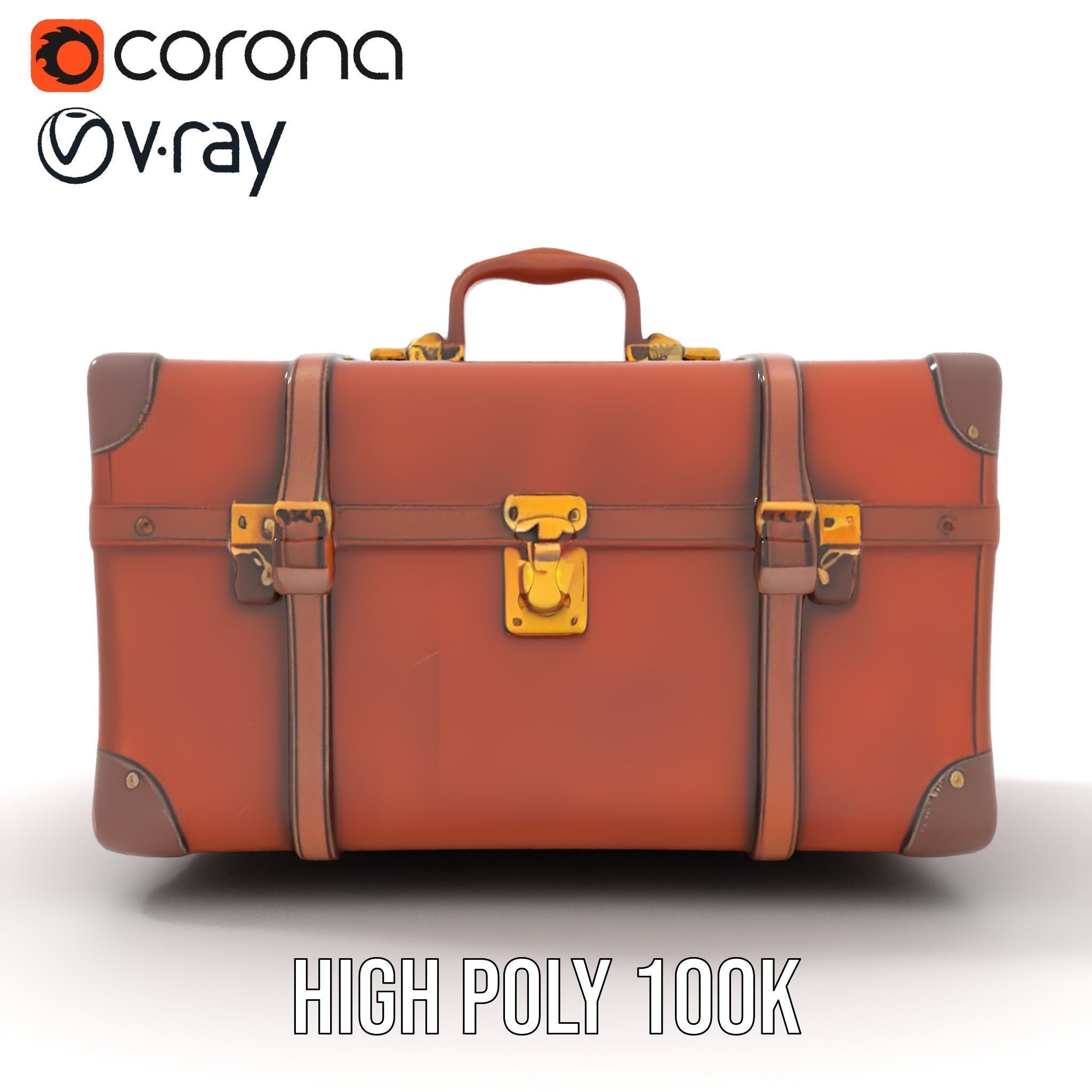 Vintage Leather Suitcase Model Pack Low-poly 3D model_16