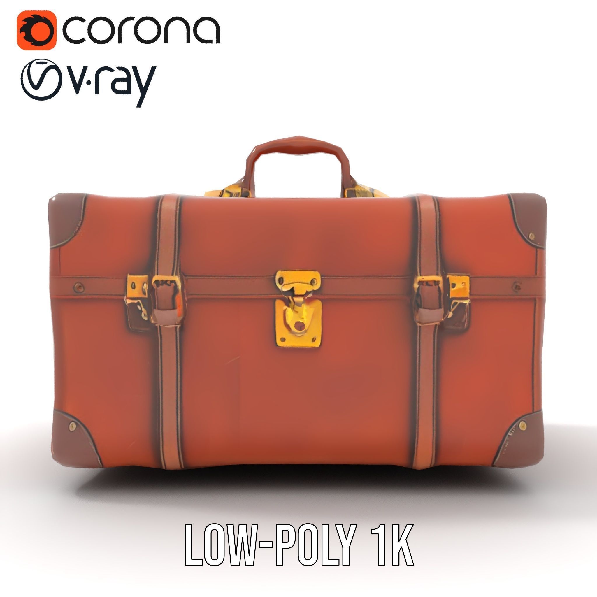 Vintage Leather Suitcase Model Pack Low-poly 3D model_9