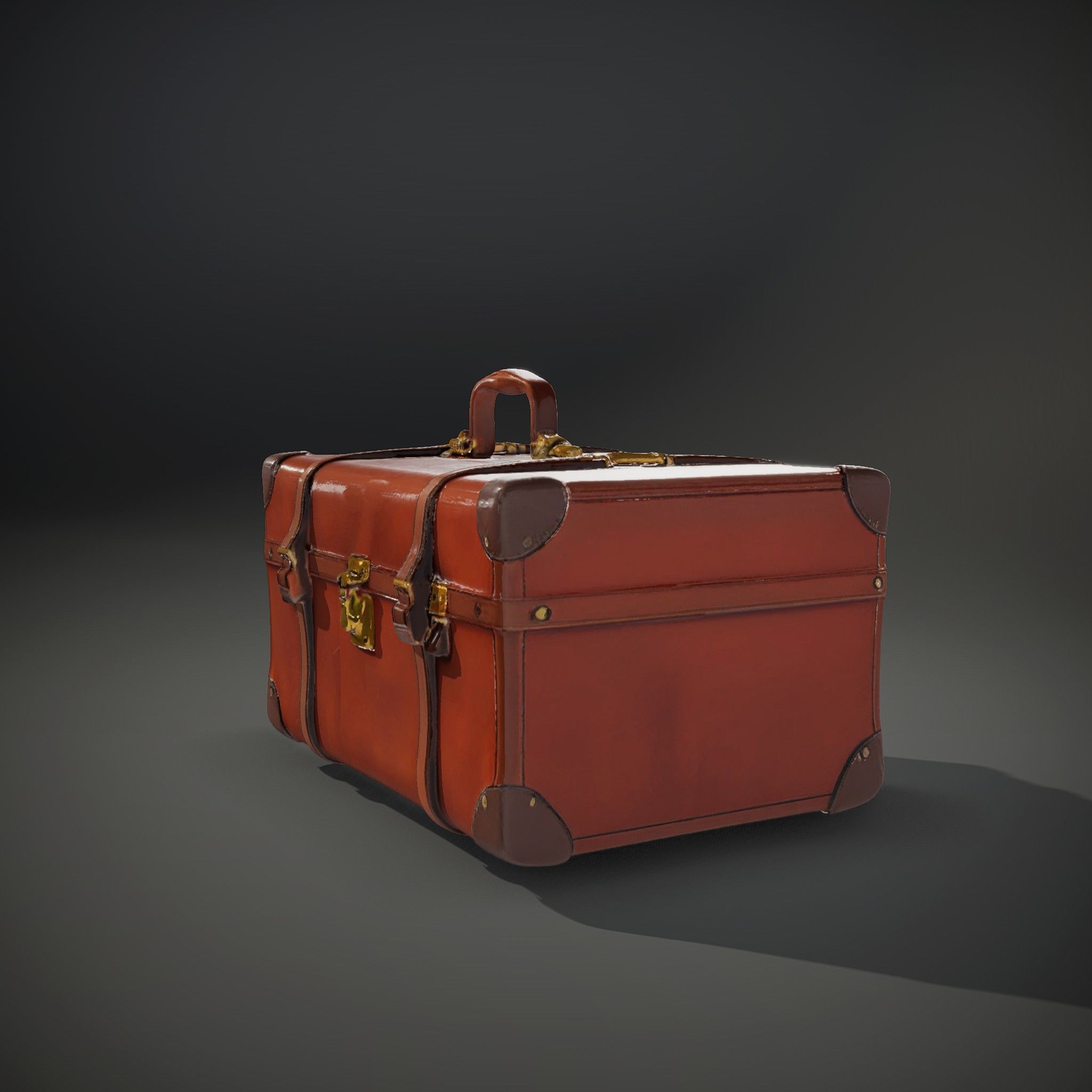 Vintage Leather Suitcase Model Pack Low-poly 3D model_34