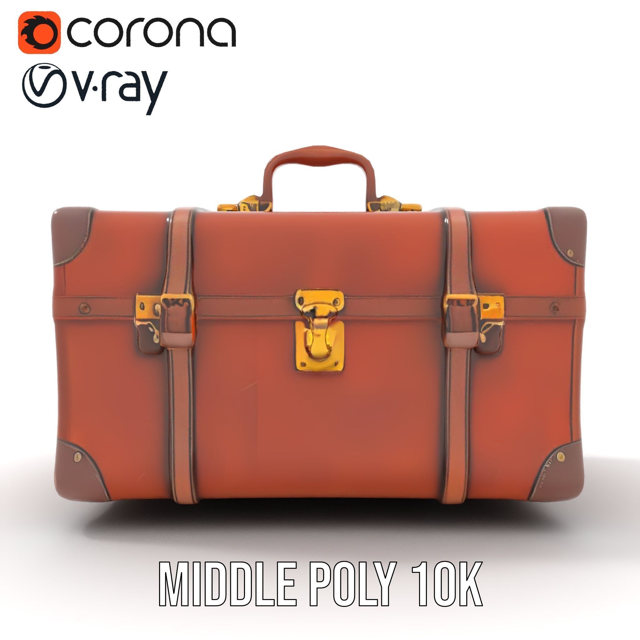 Vintage Leather Suitcase Model Pack Low-poly 3D model_21