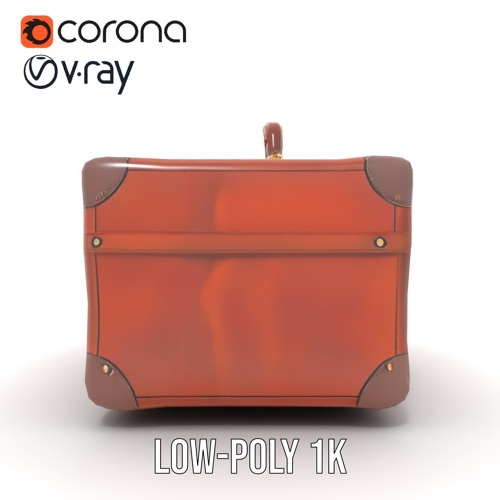 Vintage Leather Suitcase Model Pack Low-poly 3D model_12