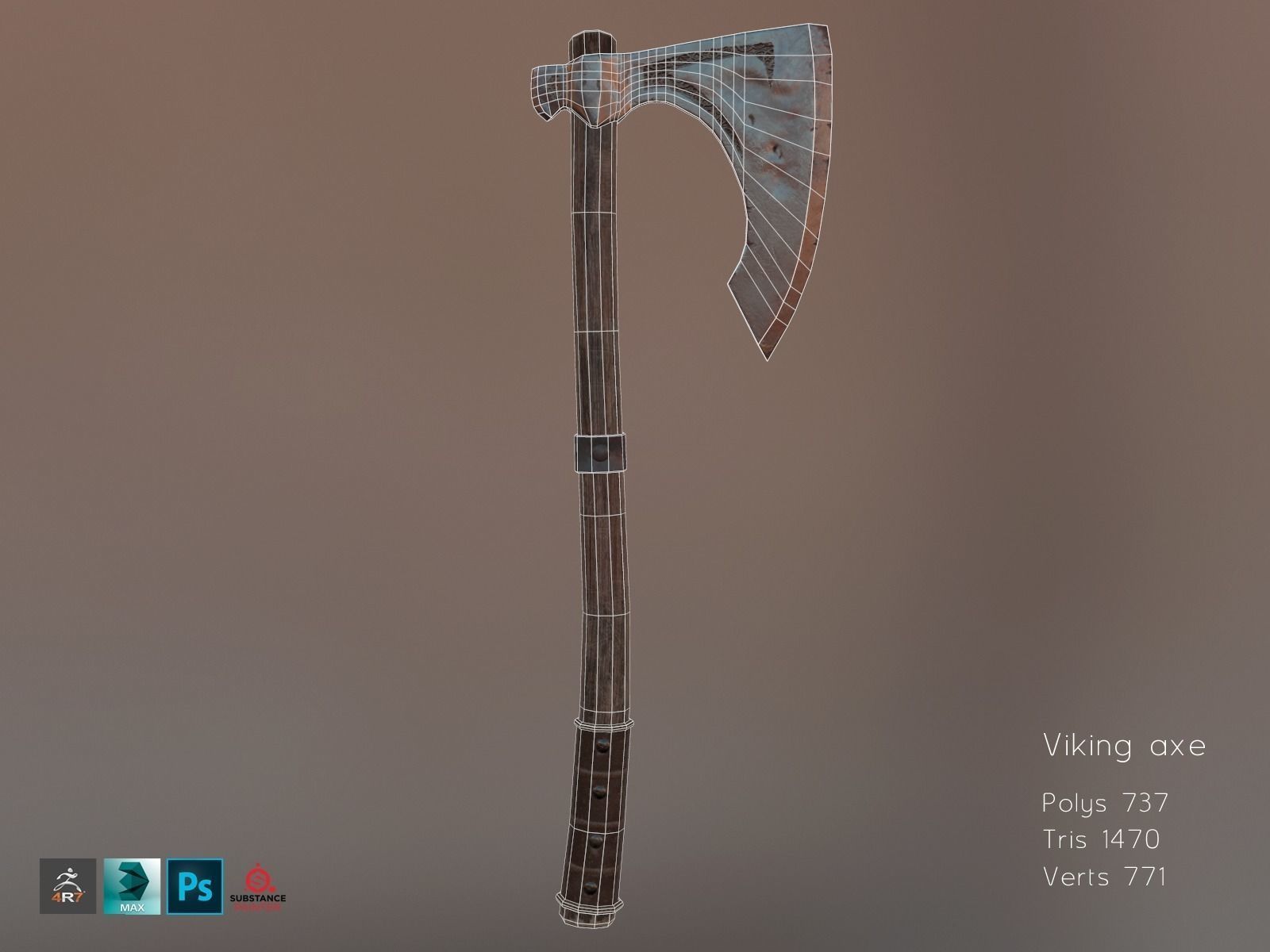 Viking Axe Low-poly 3D model_3