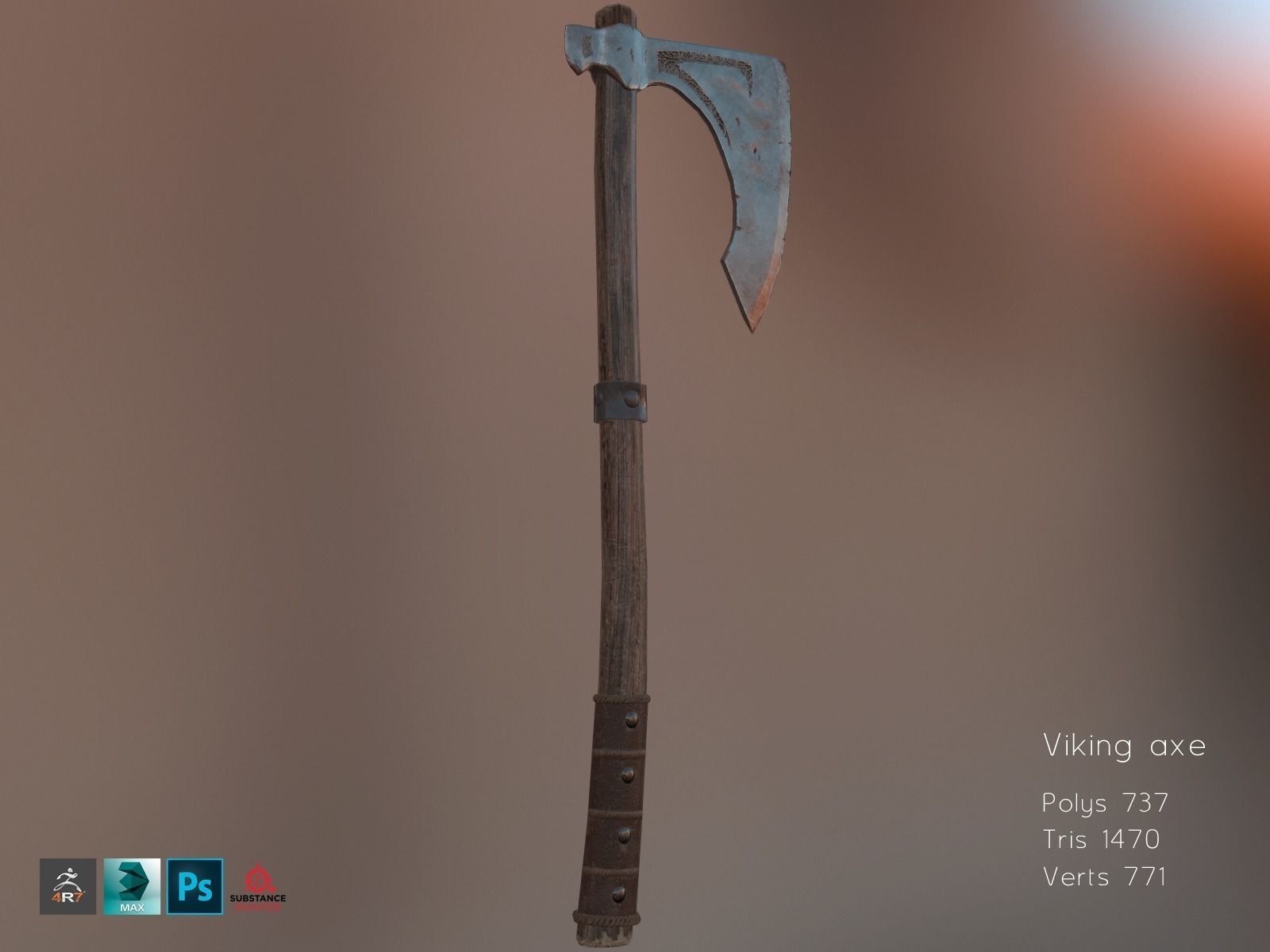 Viking Axe Low-poly 3D model_4