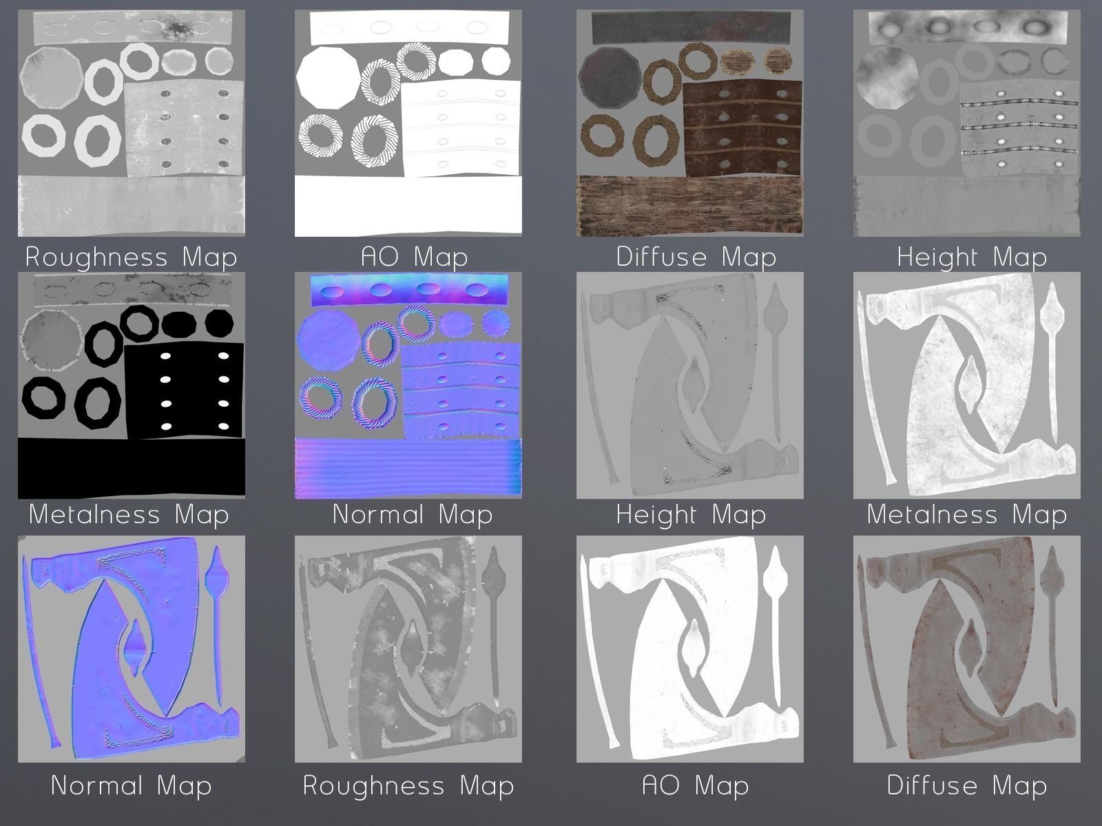 Viking Axe Low-poly 3D model_13